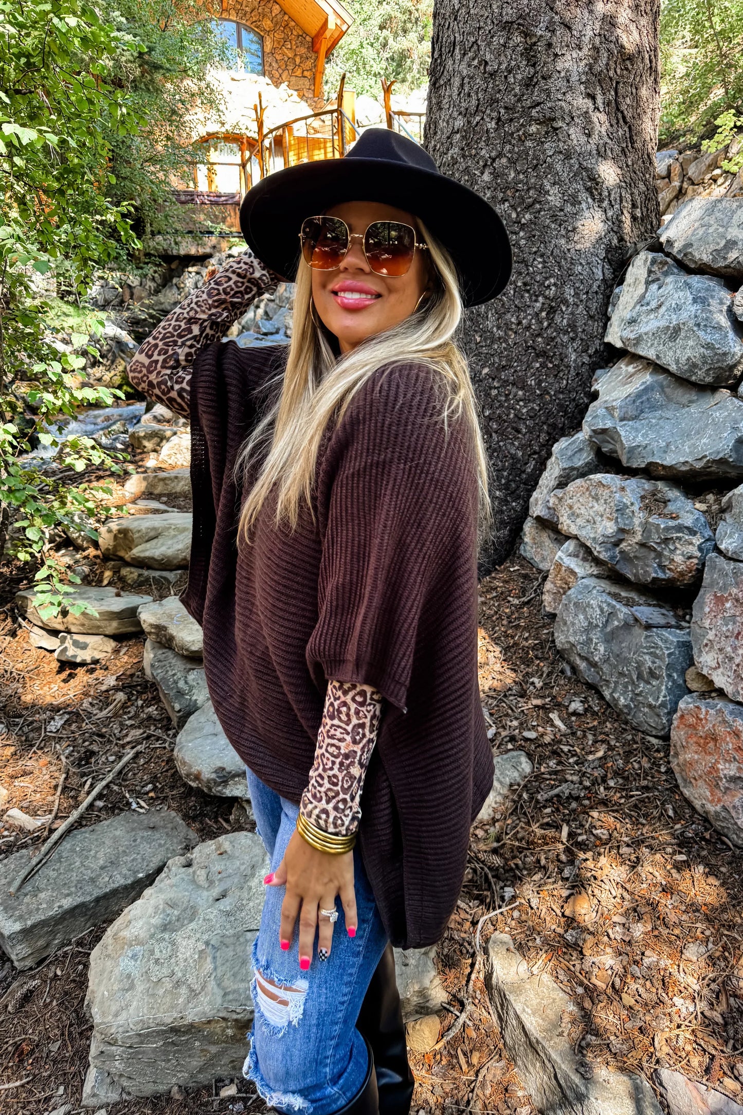 Fall Meg Pullover Poncho by Blakeley in Brown