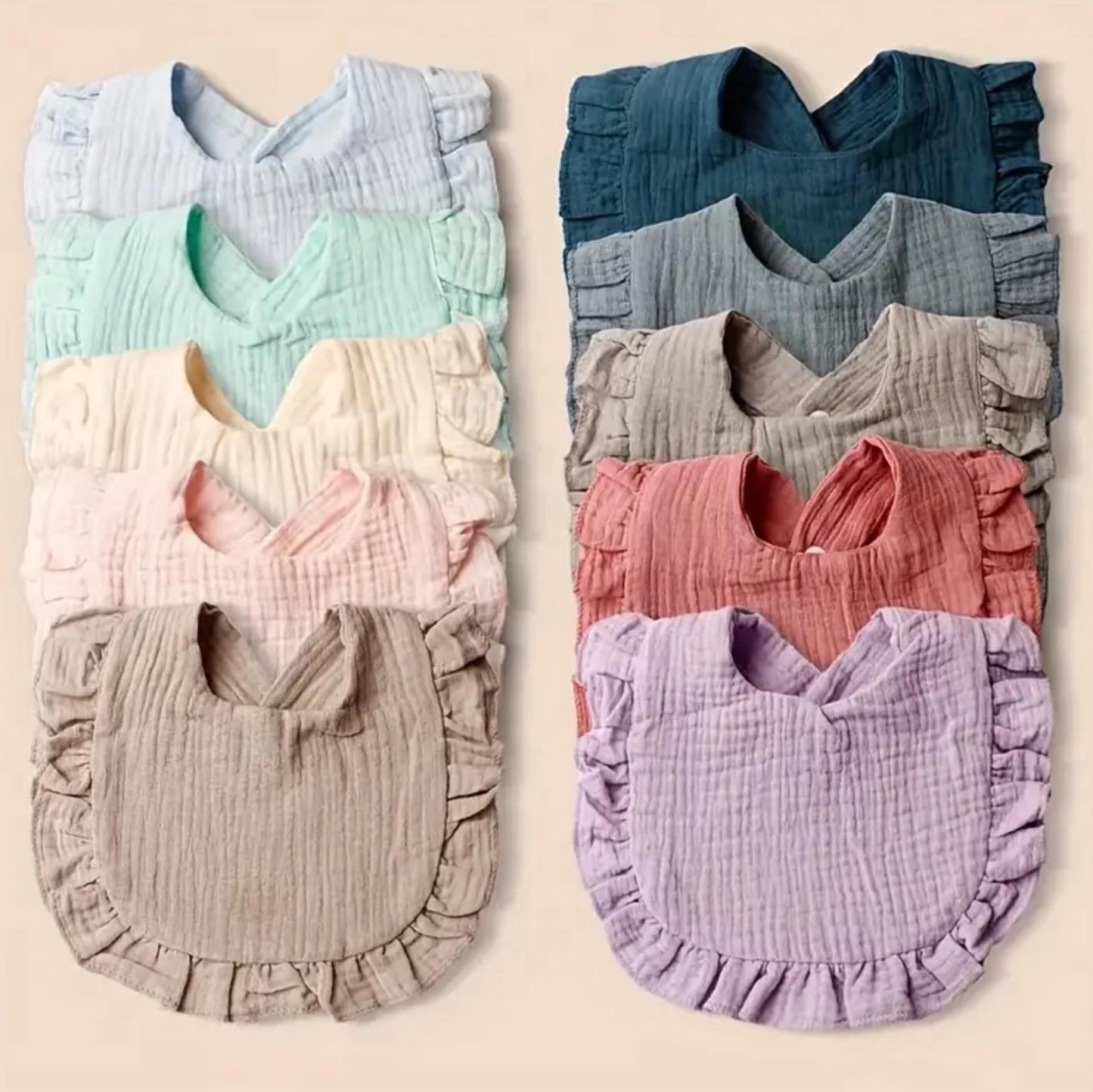 Cotton Gauze baby bibs in multiple colors