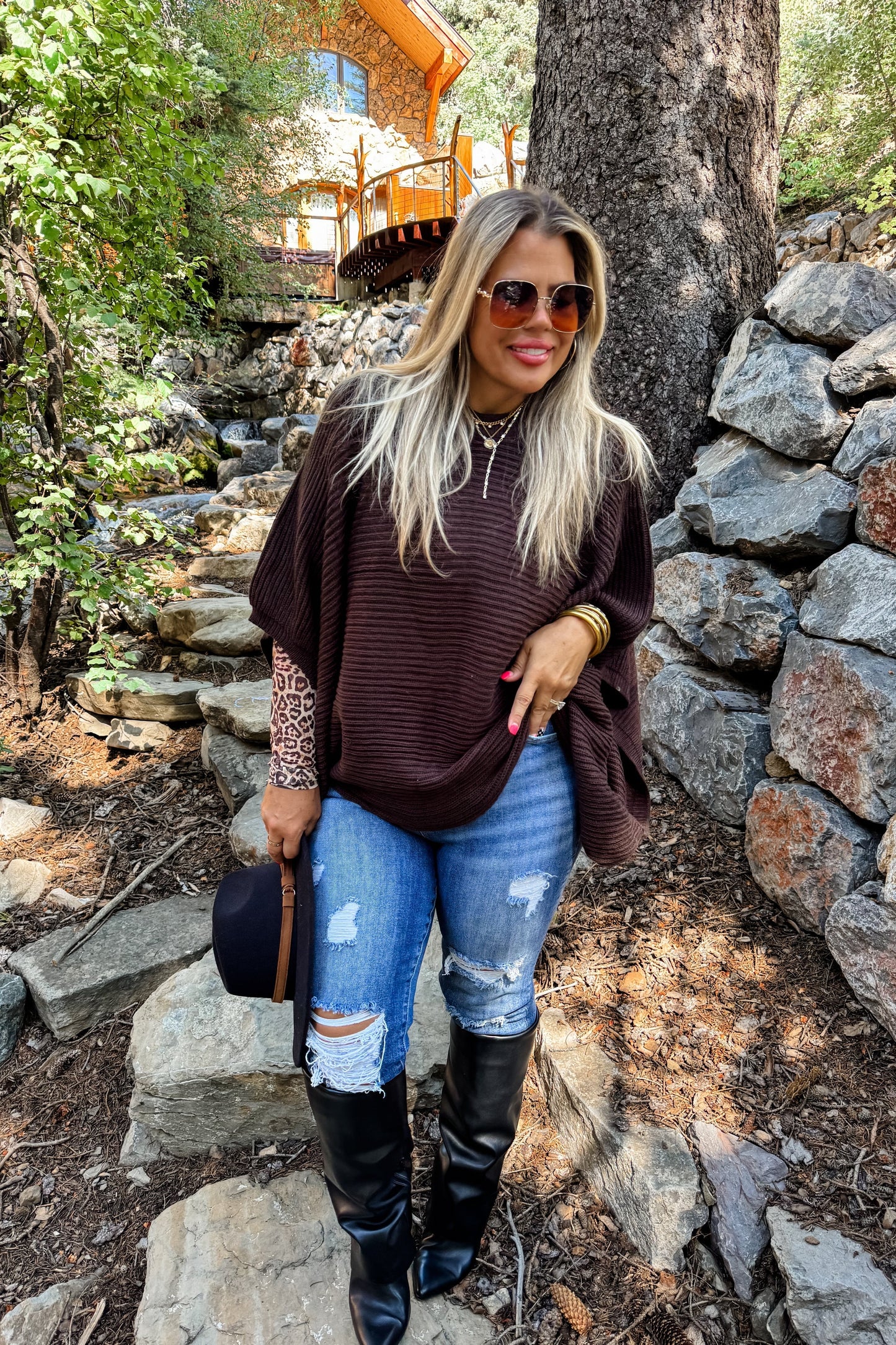 Fall Meg Pullover Poncho by Blakeley in Brown