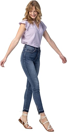Judy Blue High Waist Skinny Jeans with Side Slit Released Hem (JB-82422)