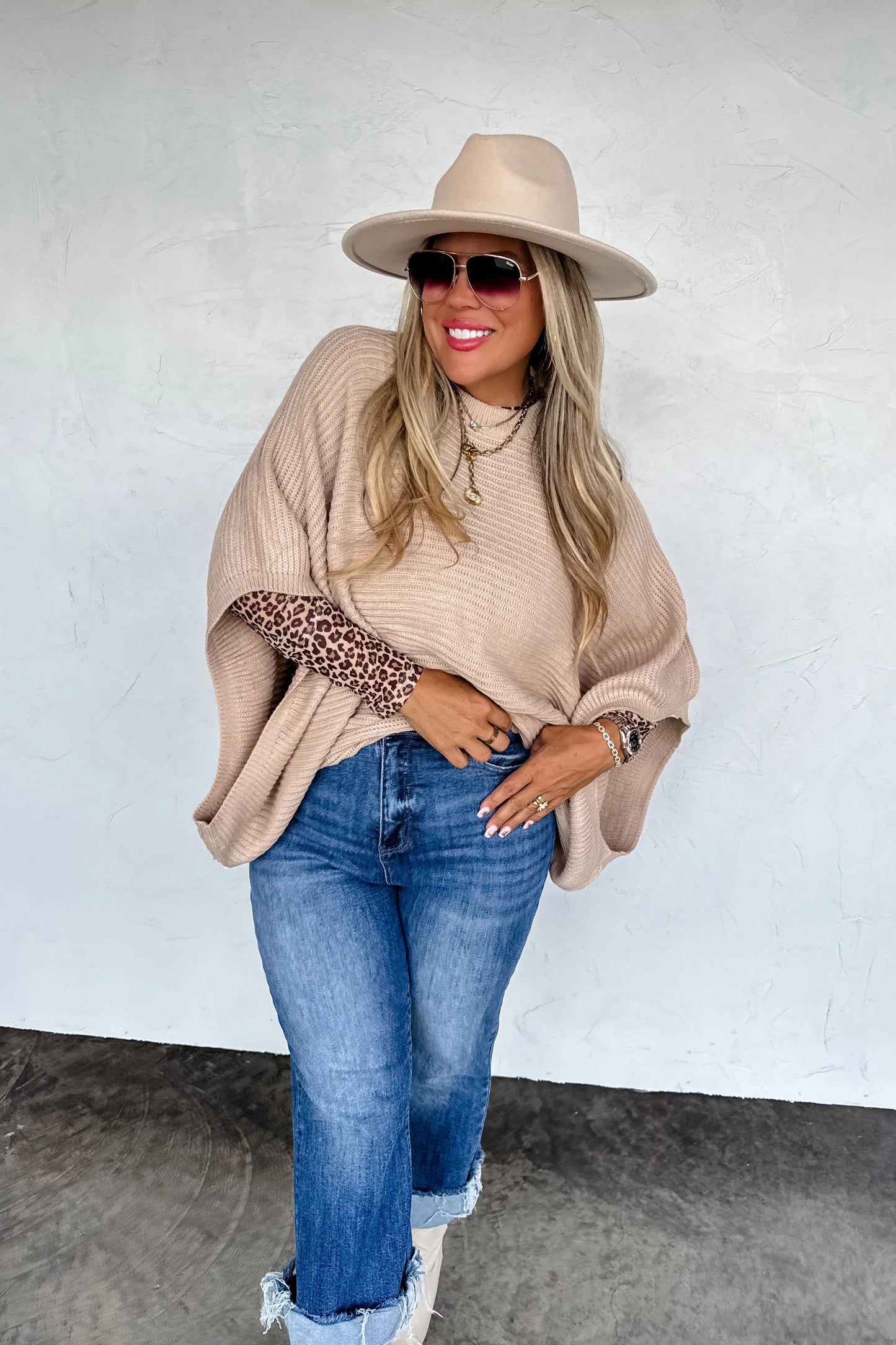 Fall Meg Pullover Poncho by Blakeley in Beige