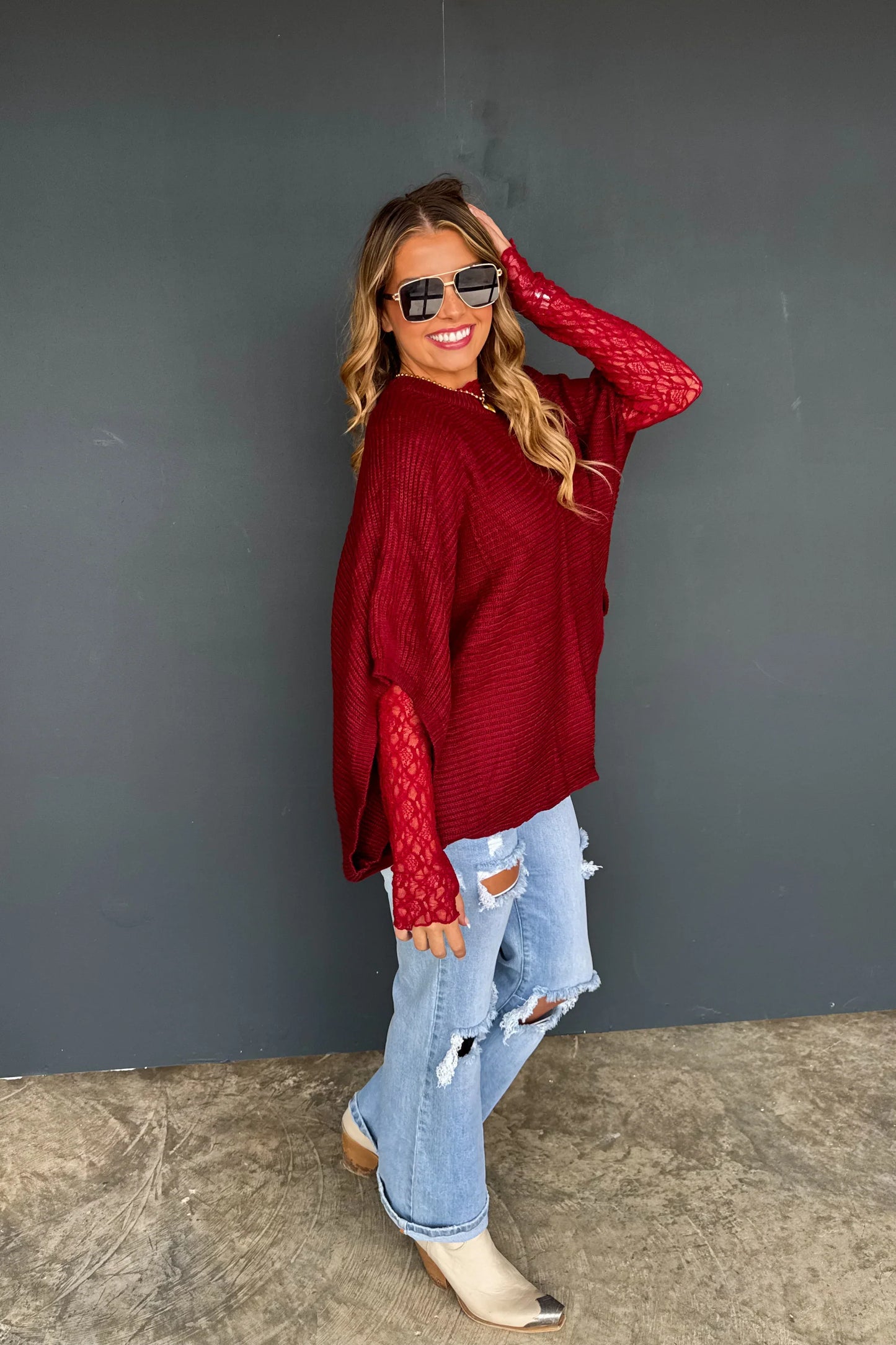 Fall Meg Pullover Poncho by Blakeley in Wine