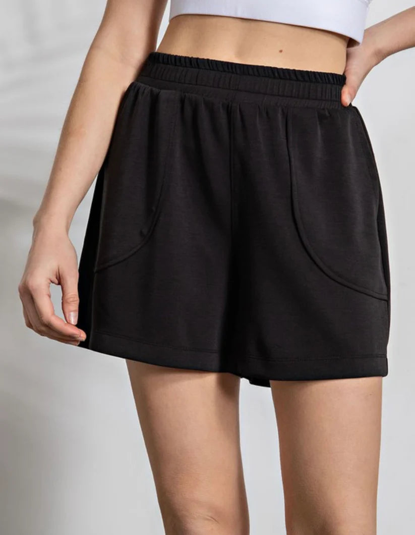 Black Plus Modal Poly Span Shorts by Rae Mode