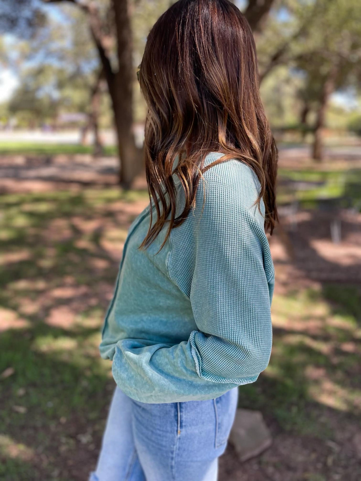 Exposed Seam long sleeve sweatshirt in Green