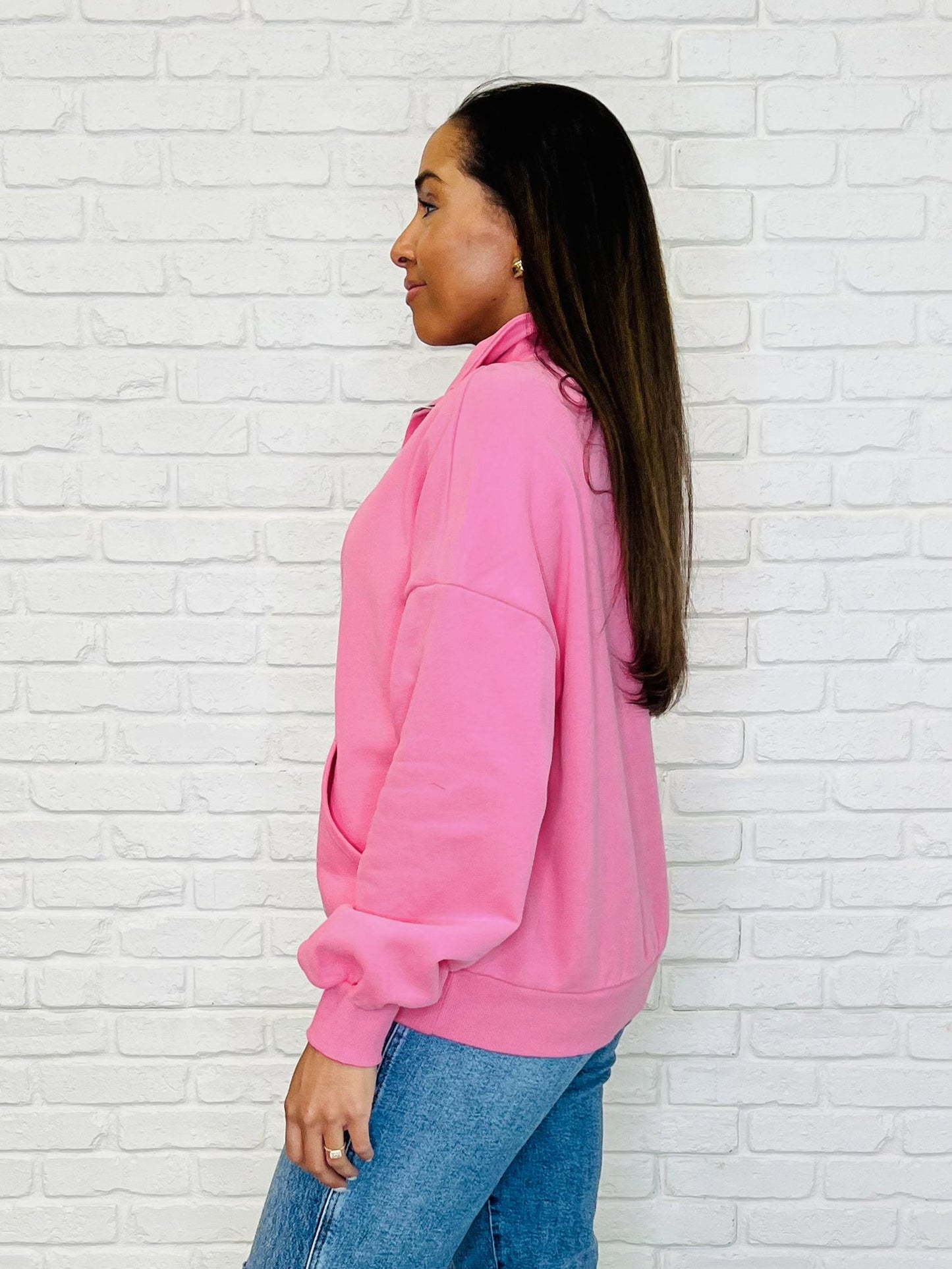 Half Zip Pullover in Pink