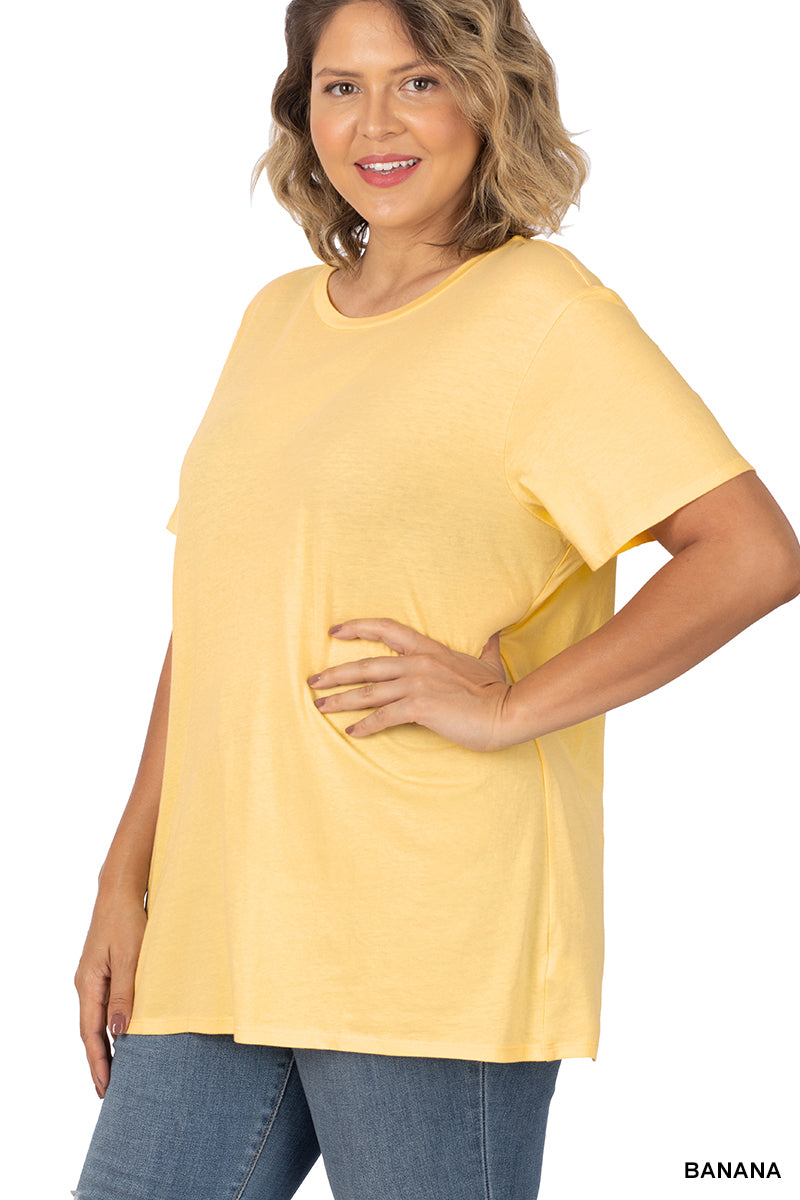 Plus Cotton Boyfriend Round Neck Tee