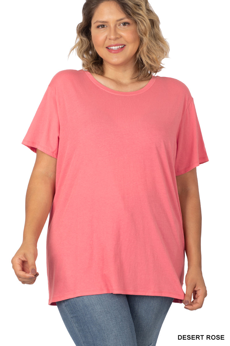 Plus Cotton Boyfriend Round Neck Tee