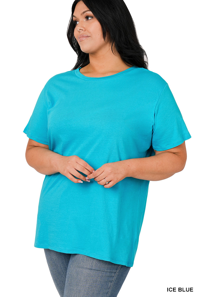 Plus Cotton Boyfriend Round Neck Tee