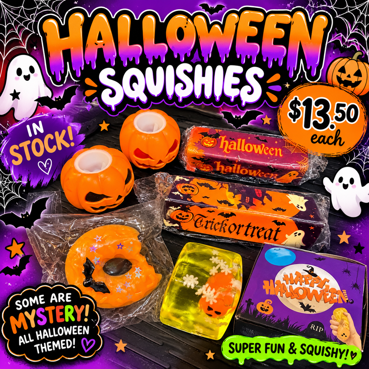 Halloween Squishies | Mystery Halloween Sensory Toys, Pumpkin & Spooky Squishy Fidgets