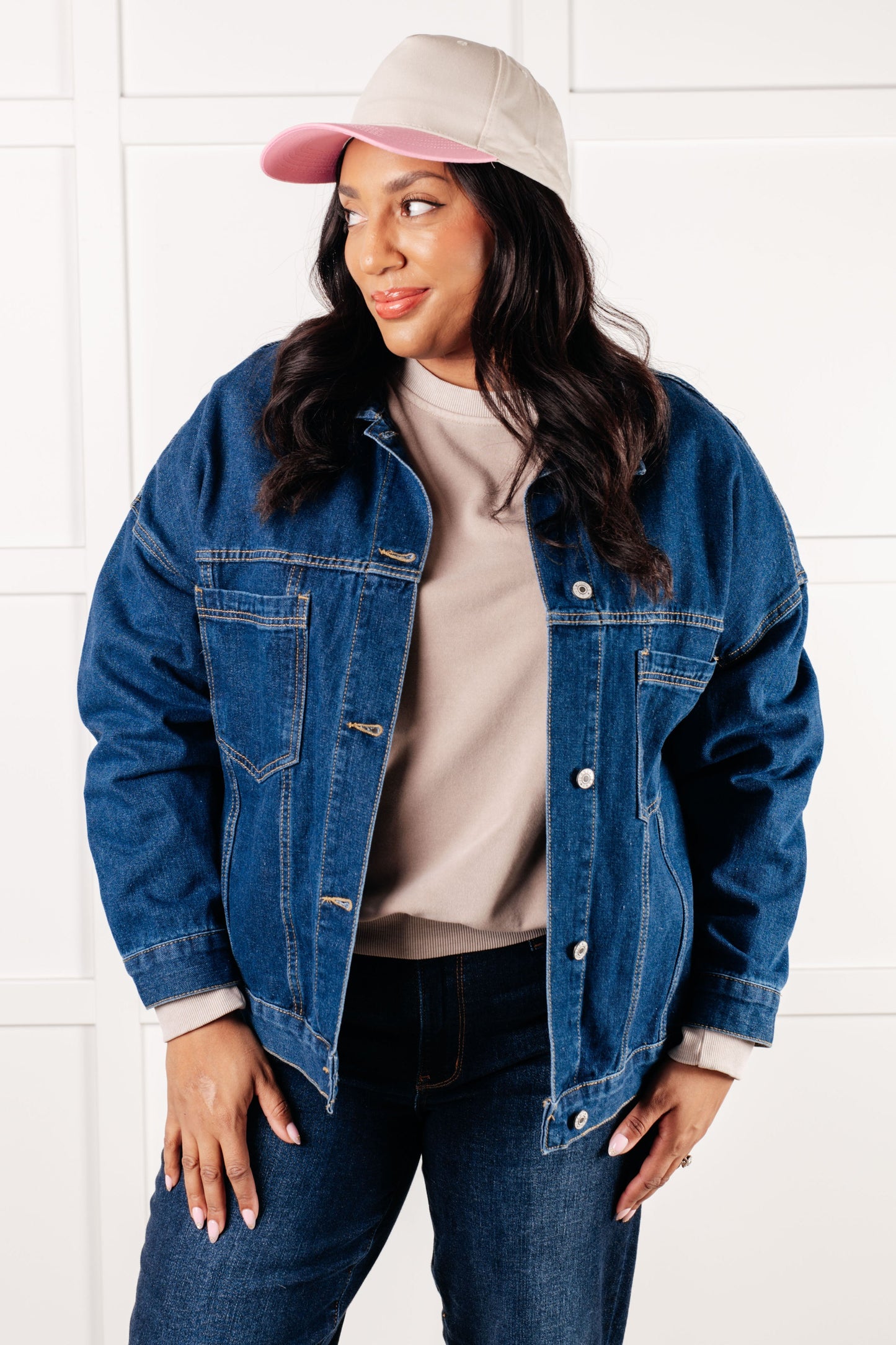 Denim Jacket
Collared Neckline
Full Front Button Closures
Functional Chest Patch Pockets
Sleeve Cuff Button Closure
Back Pleat Detail
75% Cotton, 25% Polyester
True to Size