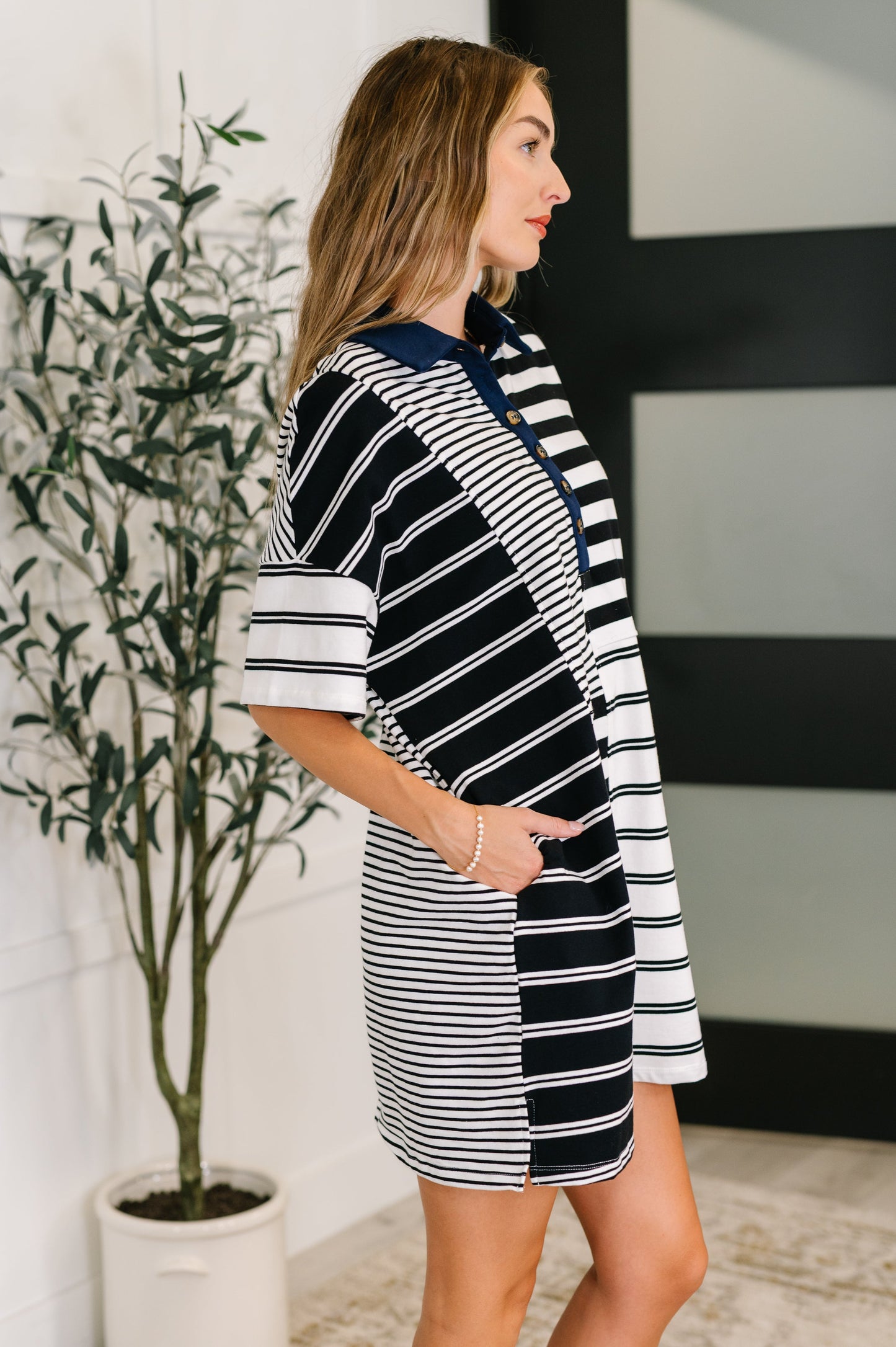 Black and Navy striped dress