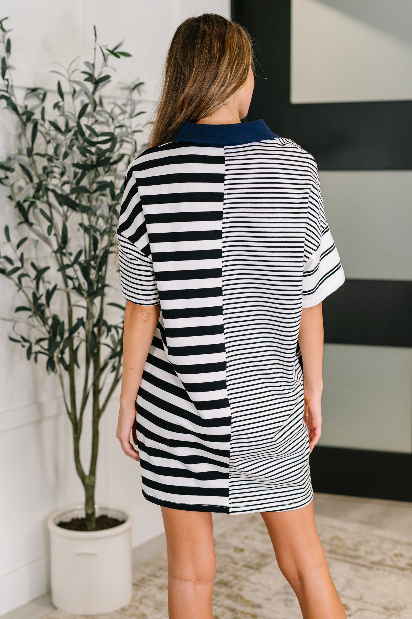 Black and Navy striped dress