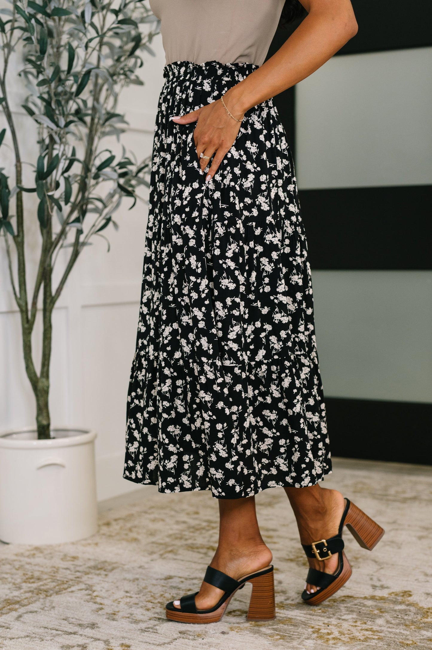 Black floral skirt by Polagram