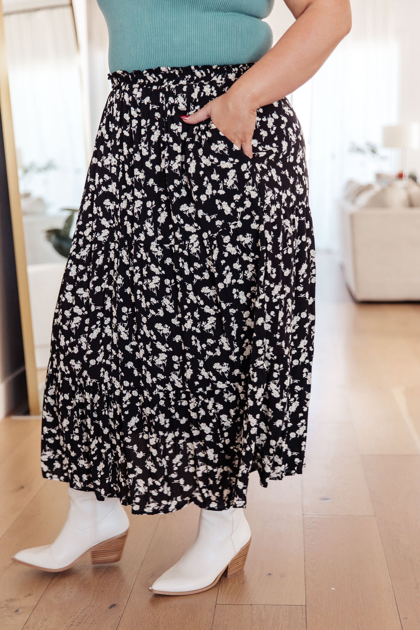 Black floral skirt by Polagram
