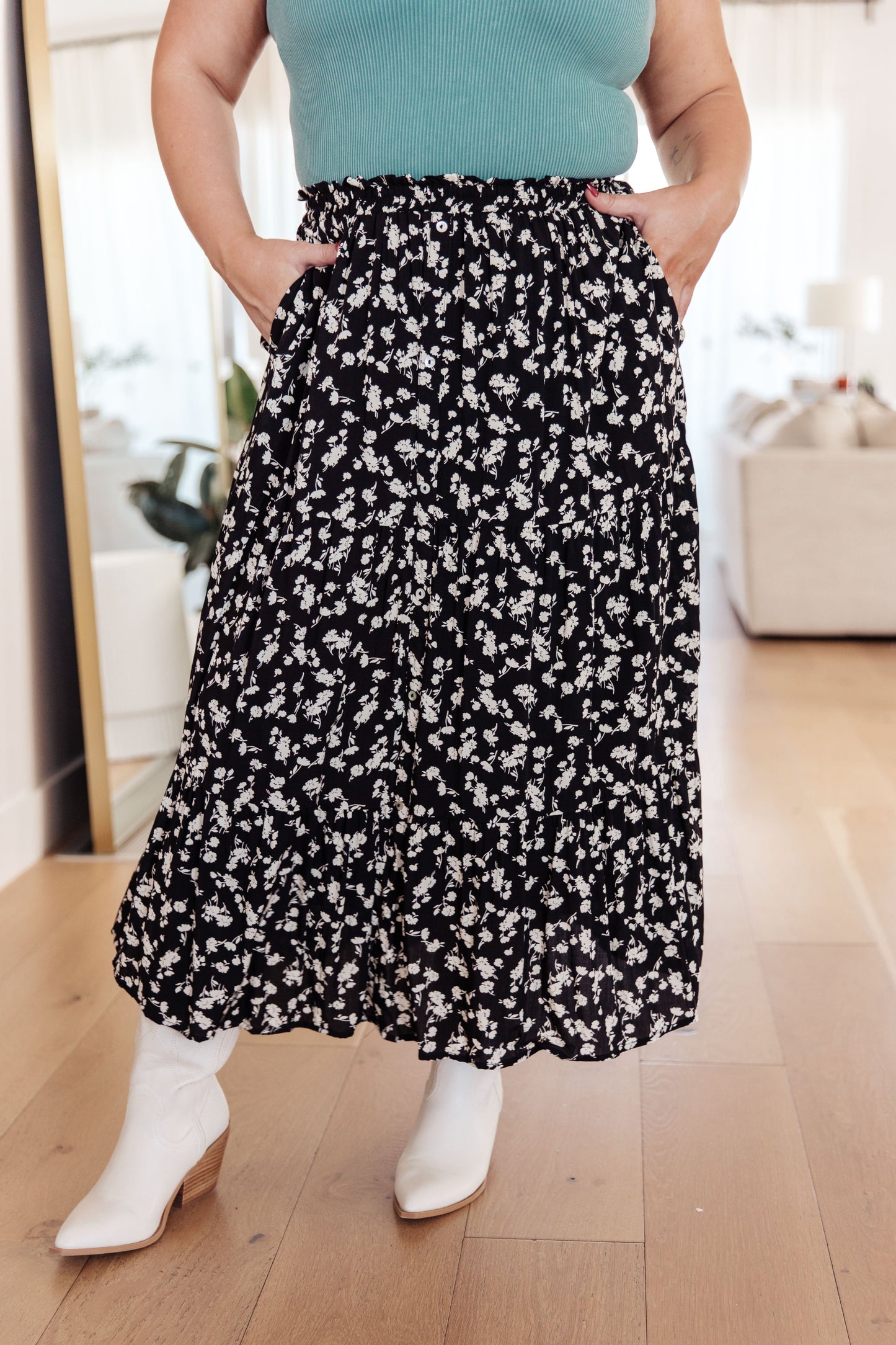 Black floral skirt by Polagram