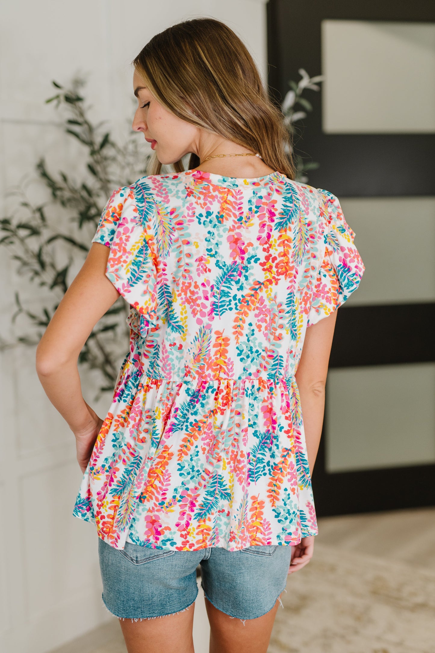 Flutter sleeve top in Ivory by Haptics