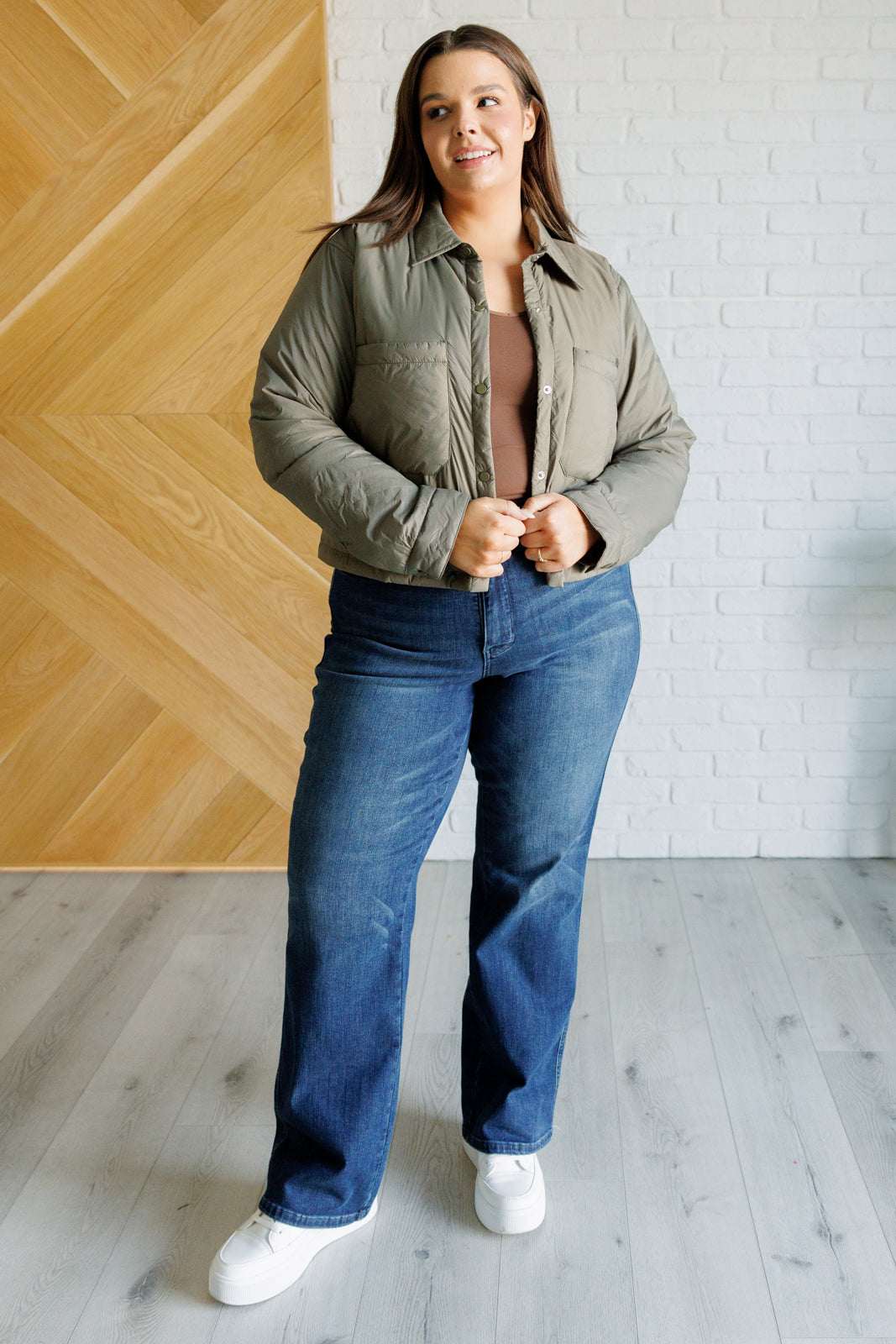Lightweight puffer jacket in Olive by Mittoshop
