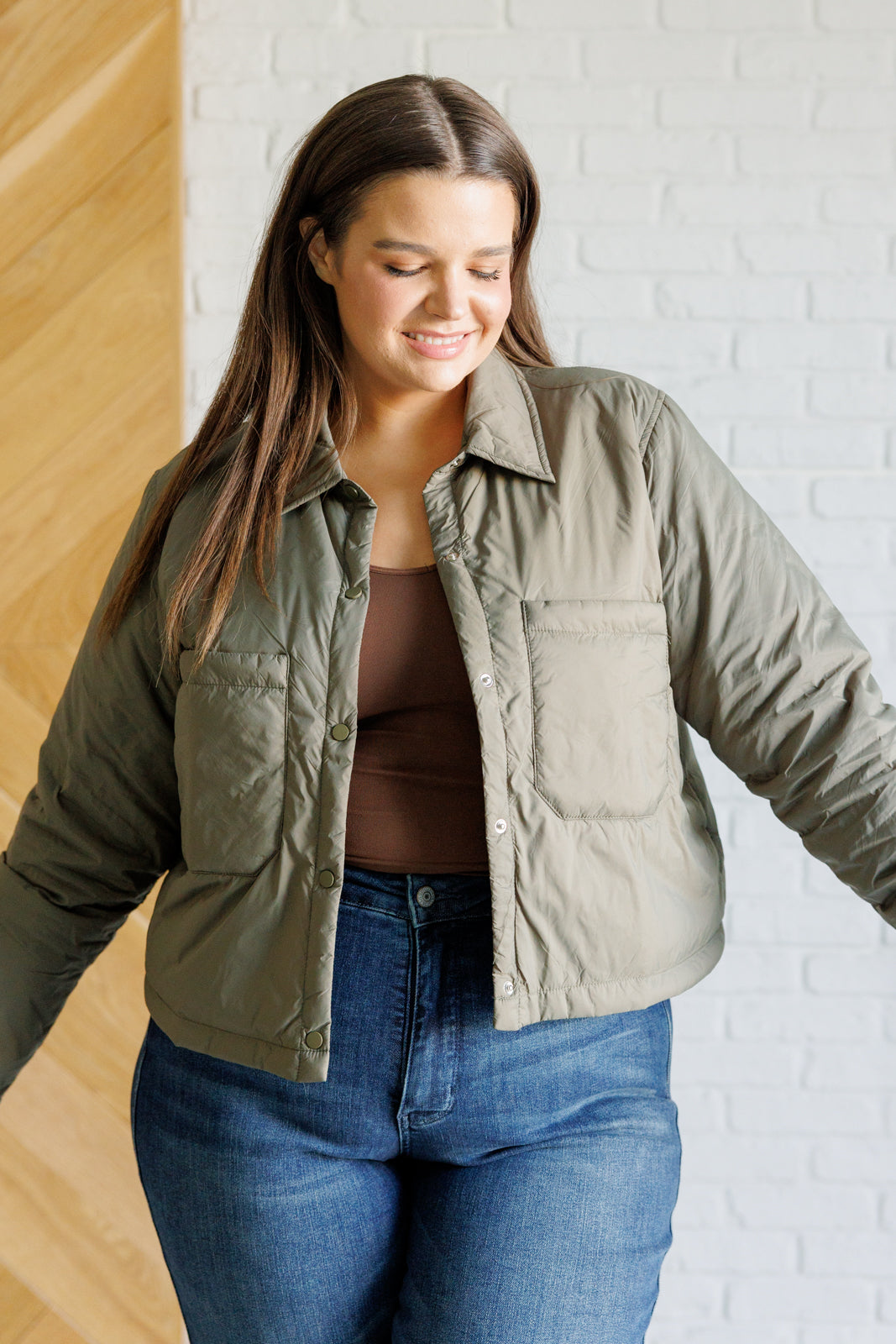 Lightweight puffer jacket in Olive by Mittoshop