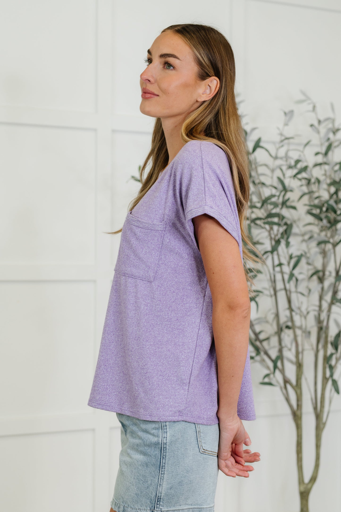 Heathered short sleeve Basic Tee in Lavender
