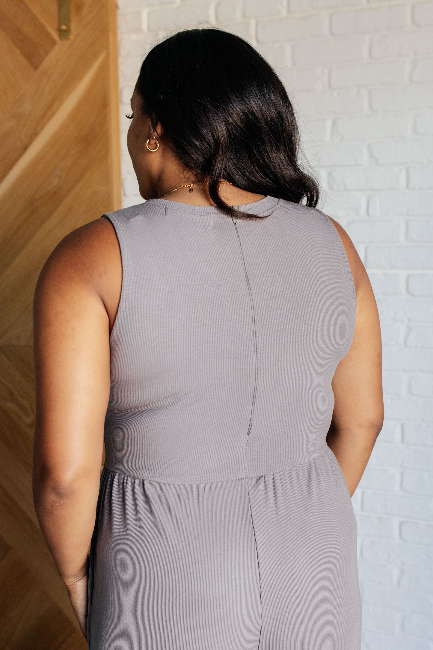 Sleeveless Wide Leg Jumpsuit in Grey