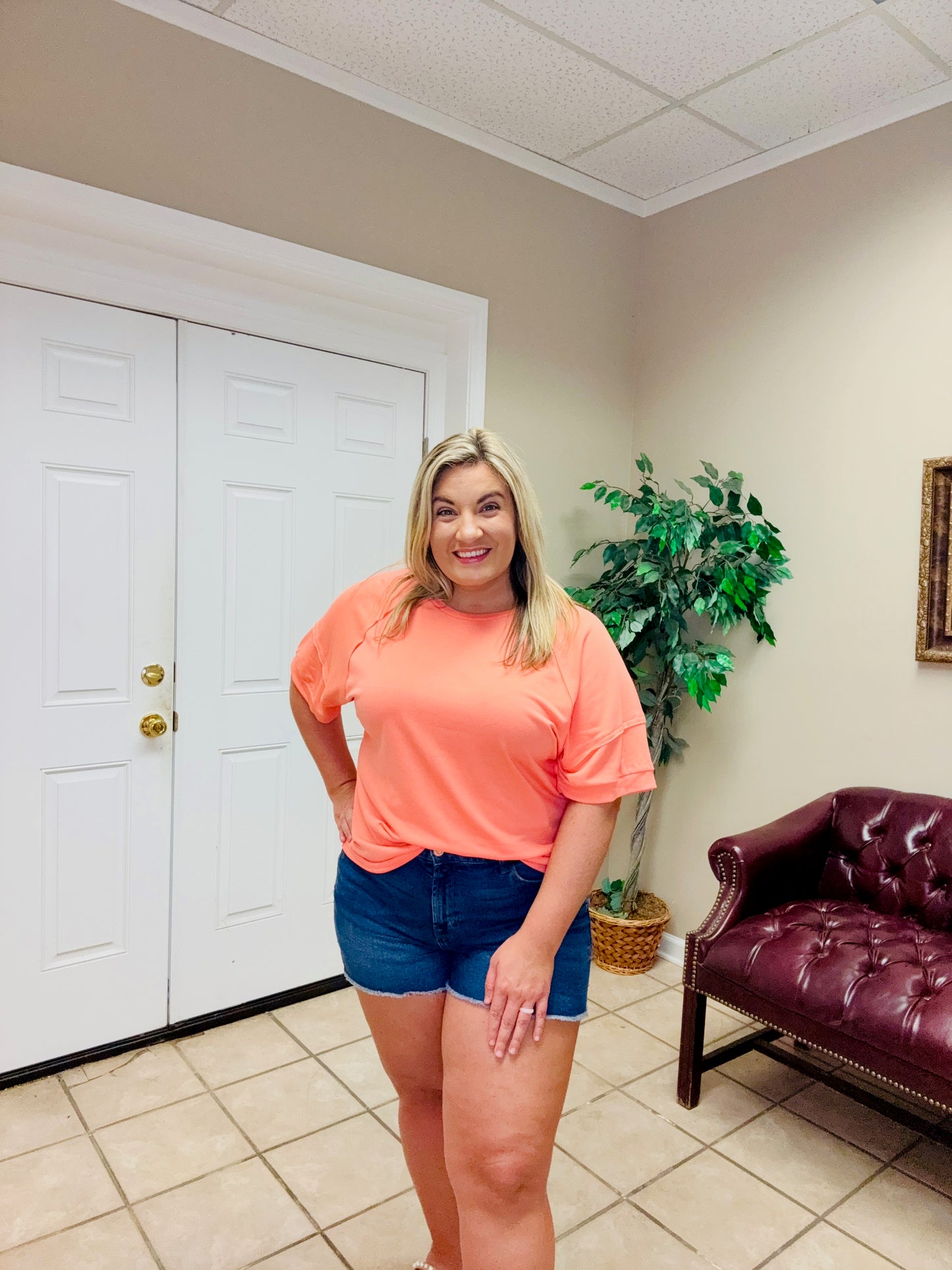 Terry Raw Edge Boho Top