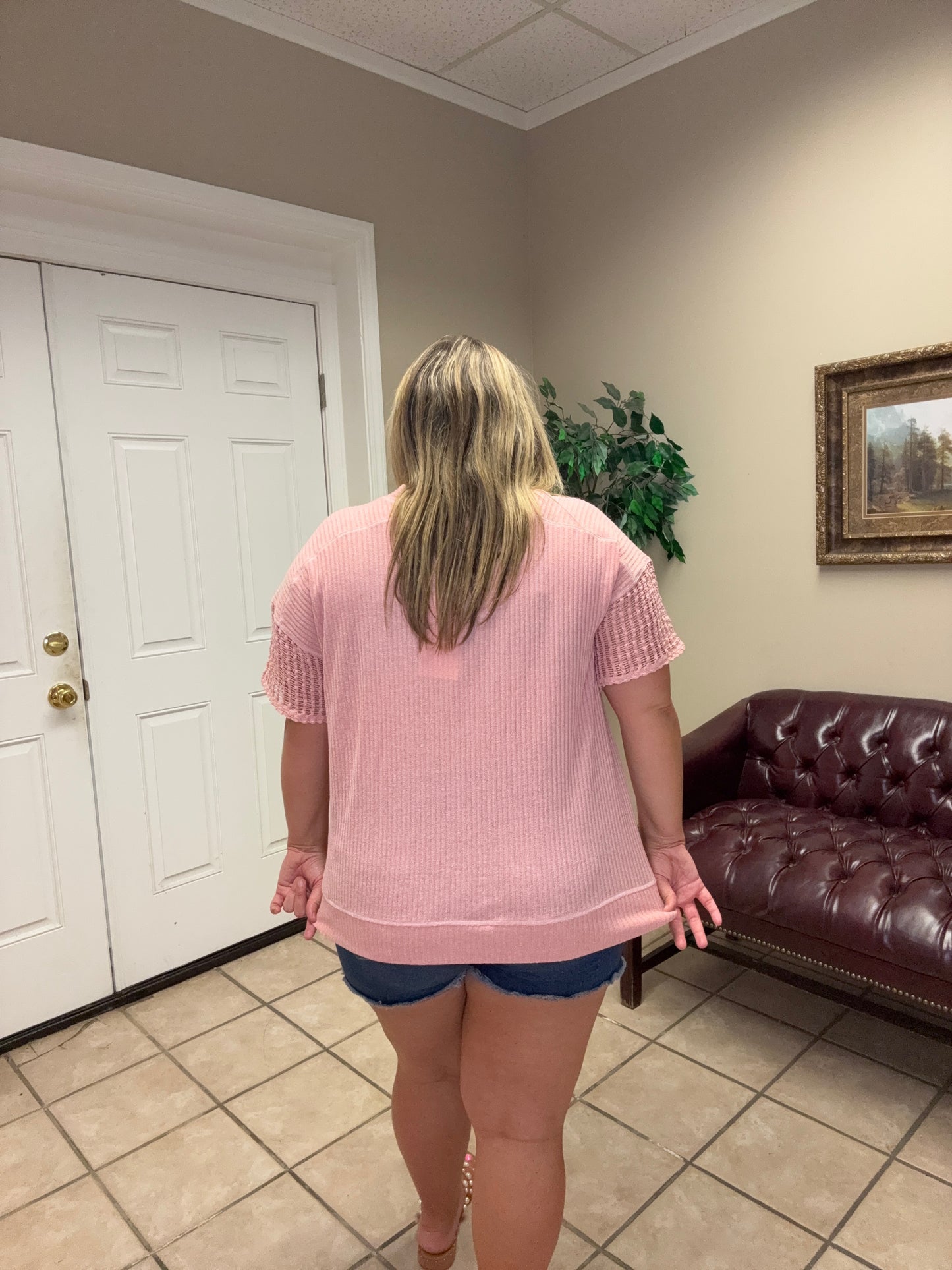 Rib Fabrication Top in Coral