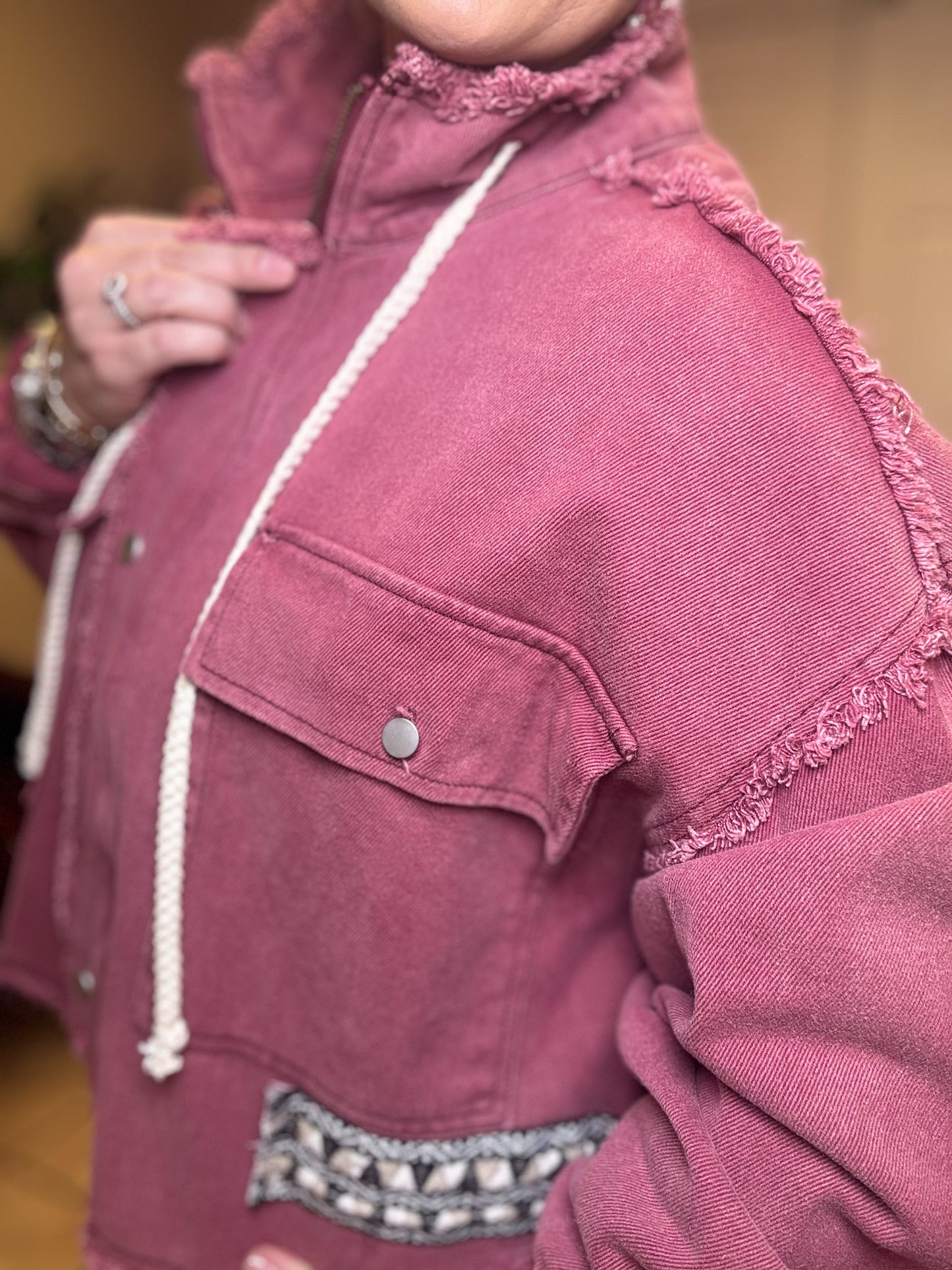 High Neck Raw Edge Jacket by Pol