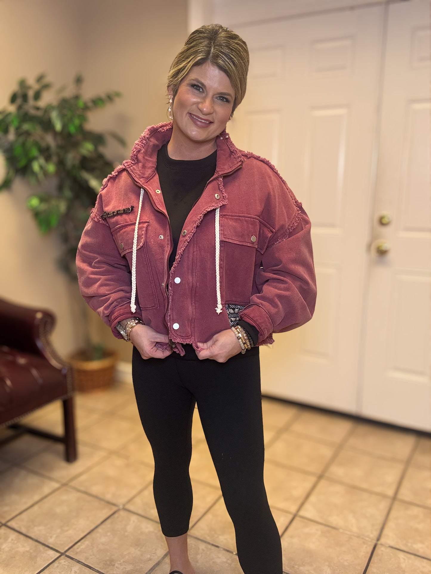 High Neck Raw Edge Jacket by Pol