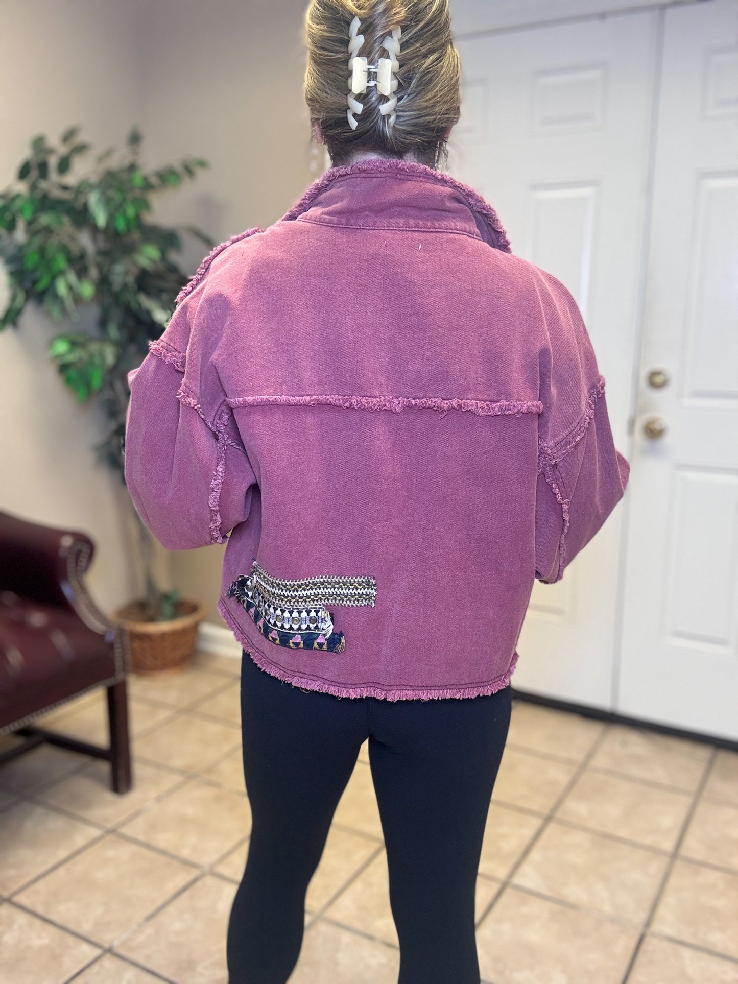 High Neck Raw Edge Jacket by Pol