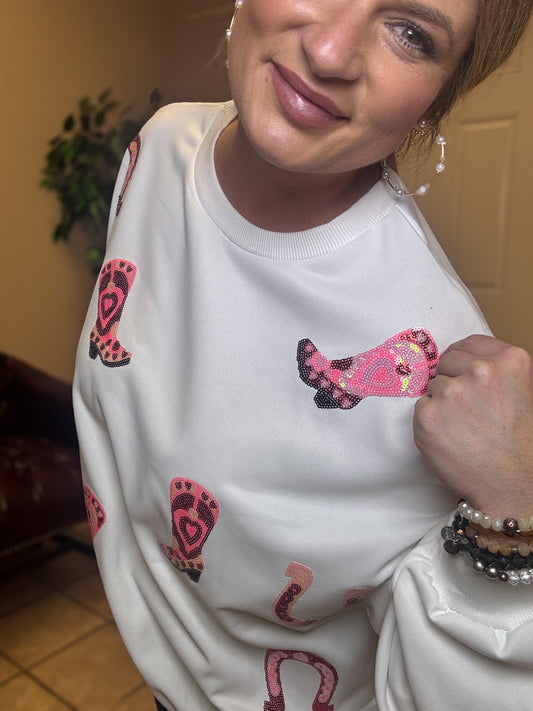 Sequin Boot Pullover
