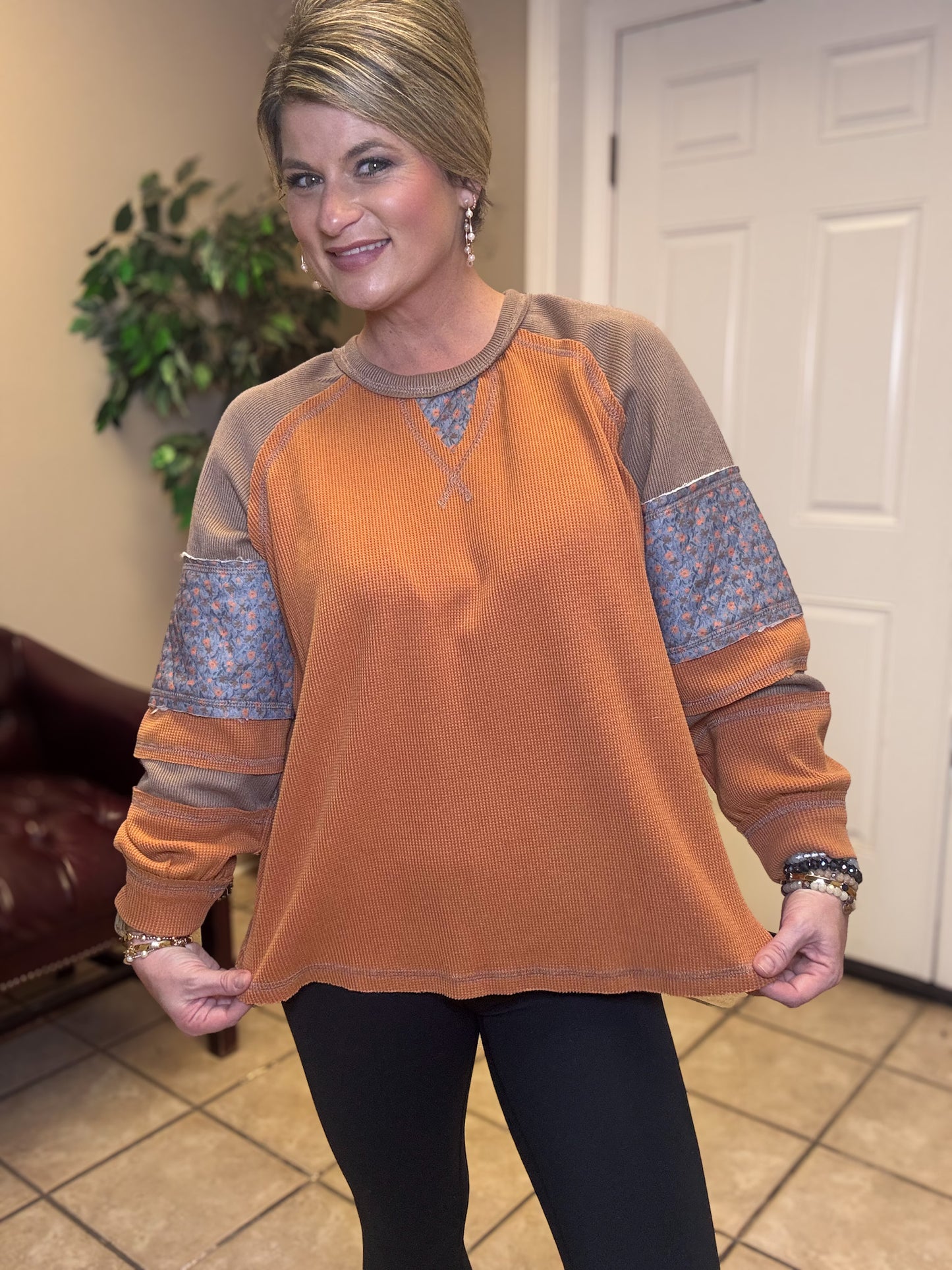 Round Neck Balloon Relaxed Fit by Pol in Brick