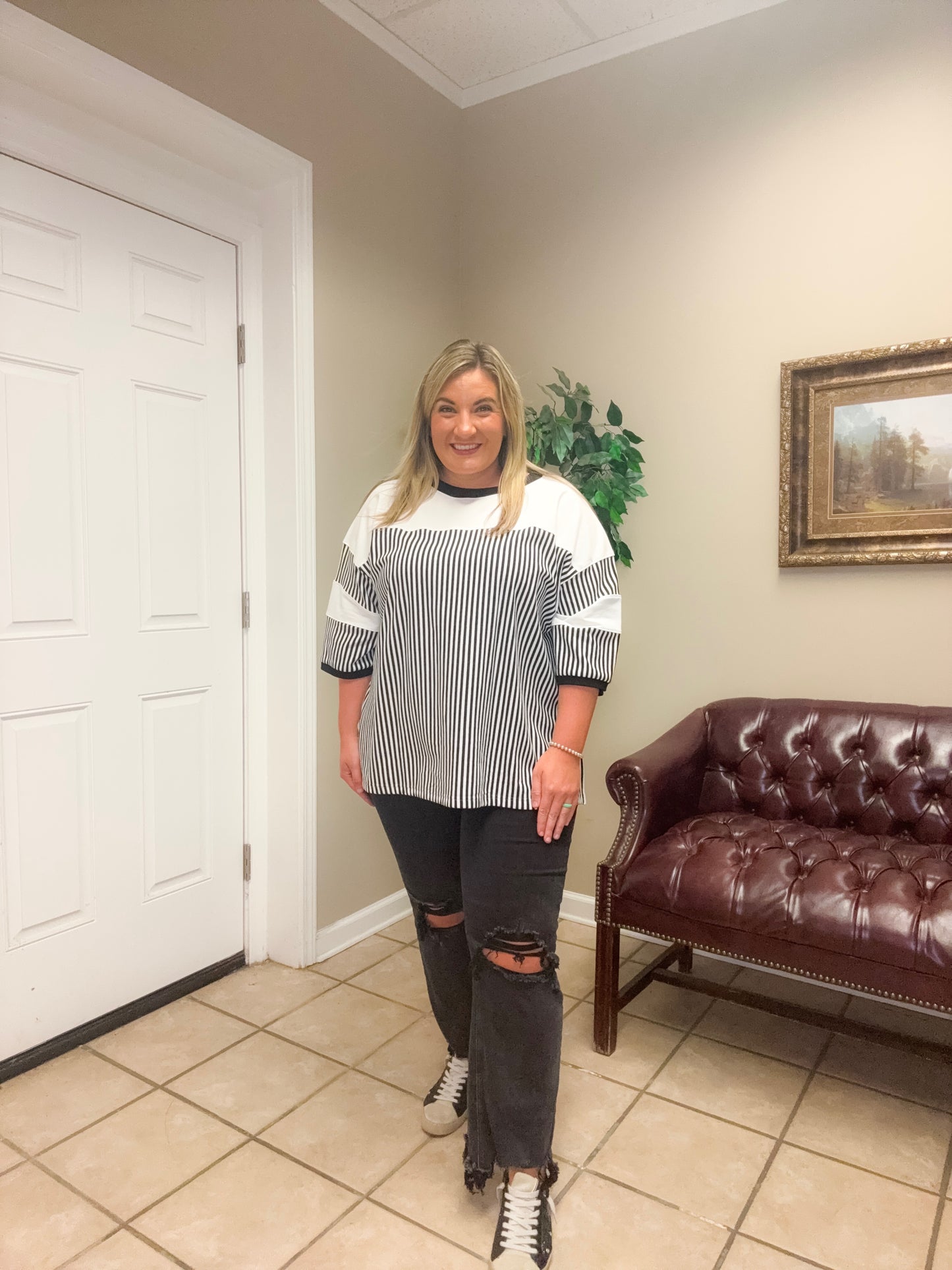 3/4 Sleeve White Birch Top