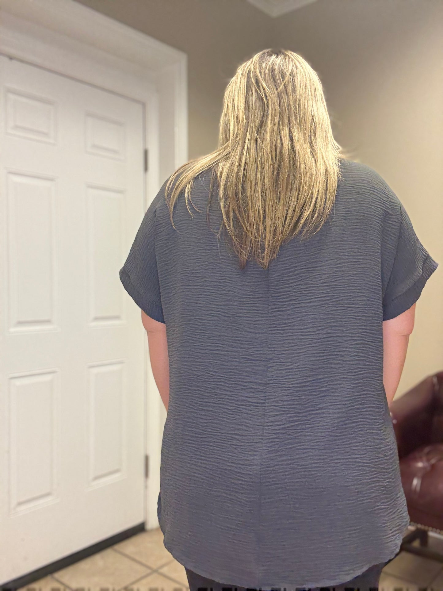 Woven Short Sleeve Top by Zenana