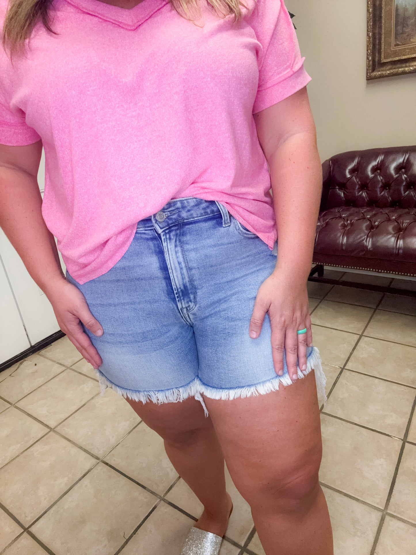 Raw Frayed Hem Ripped Denim Shorts by Zenana