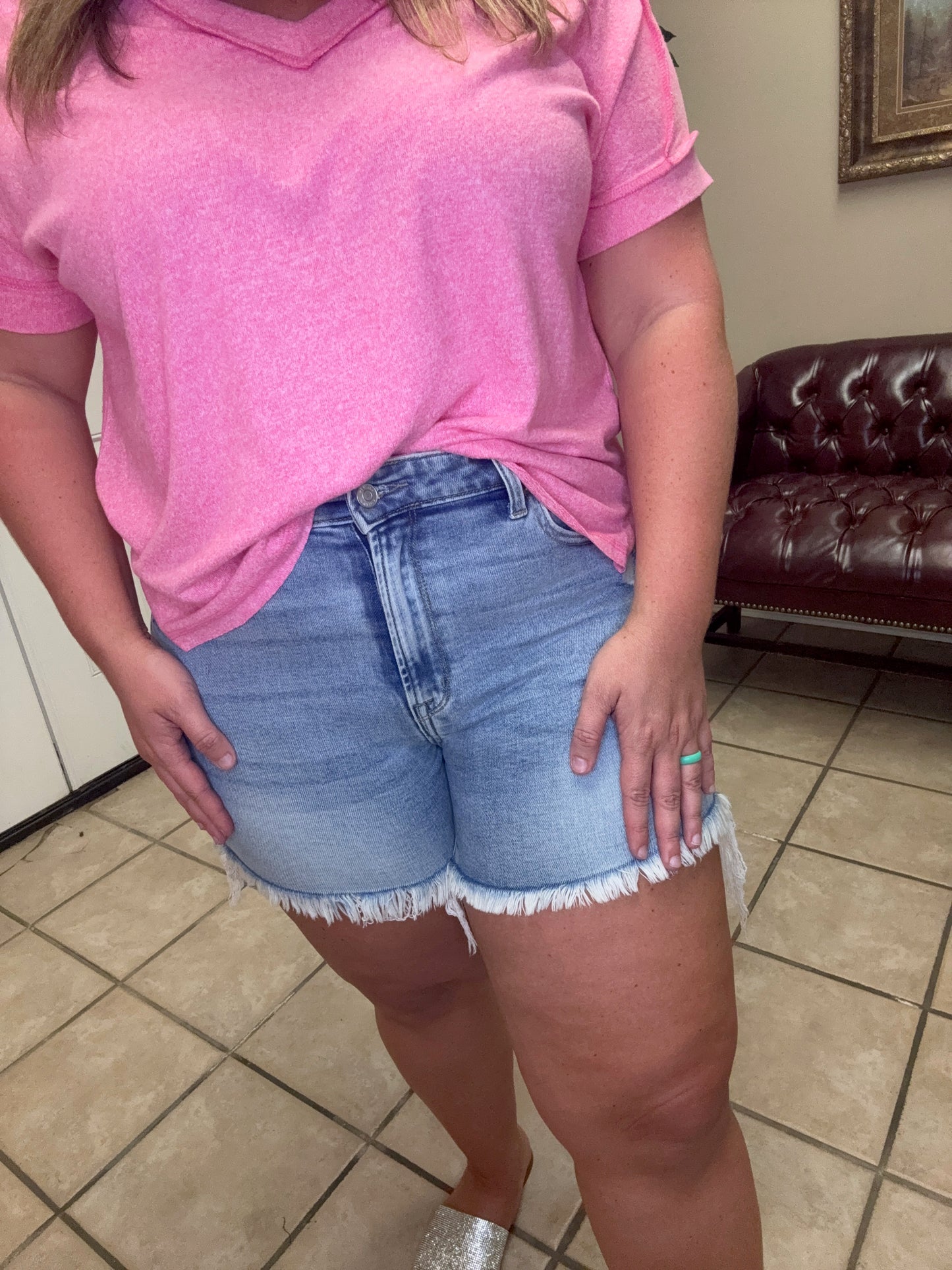 Raw Frayed Hem Ripped Denim Shorts by Zenana