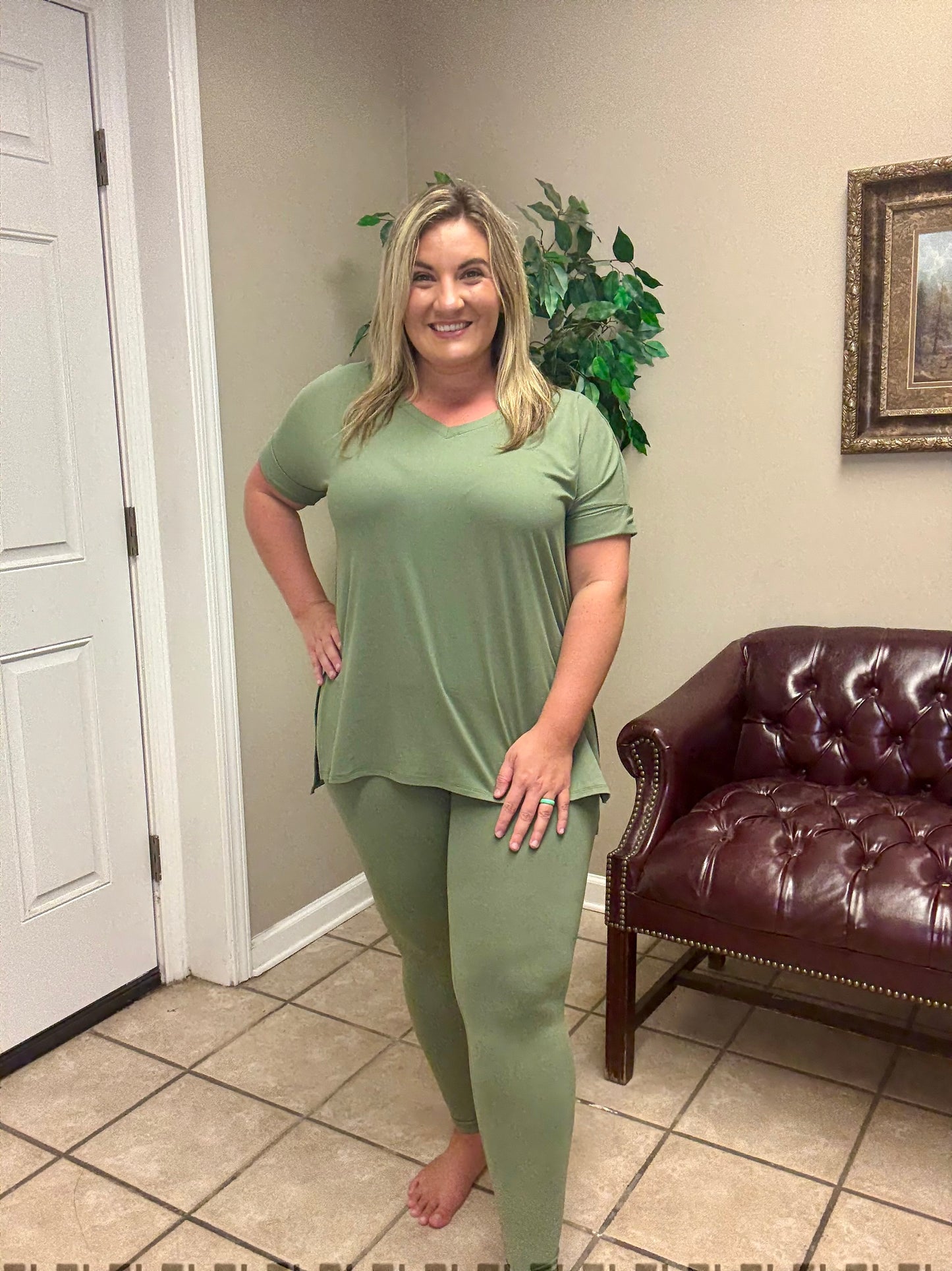 Black, Grey or Olive Microfiber Leggings set