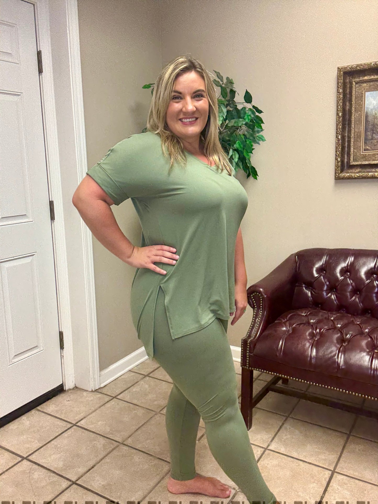 Black, Grey or Olive Microfiber Leggings set
