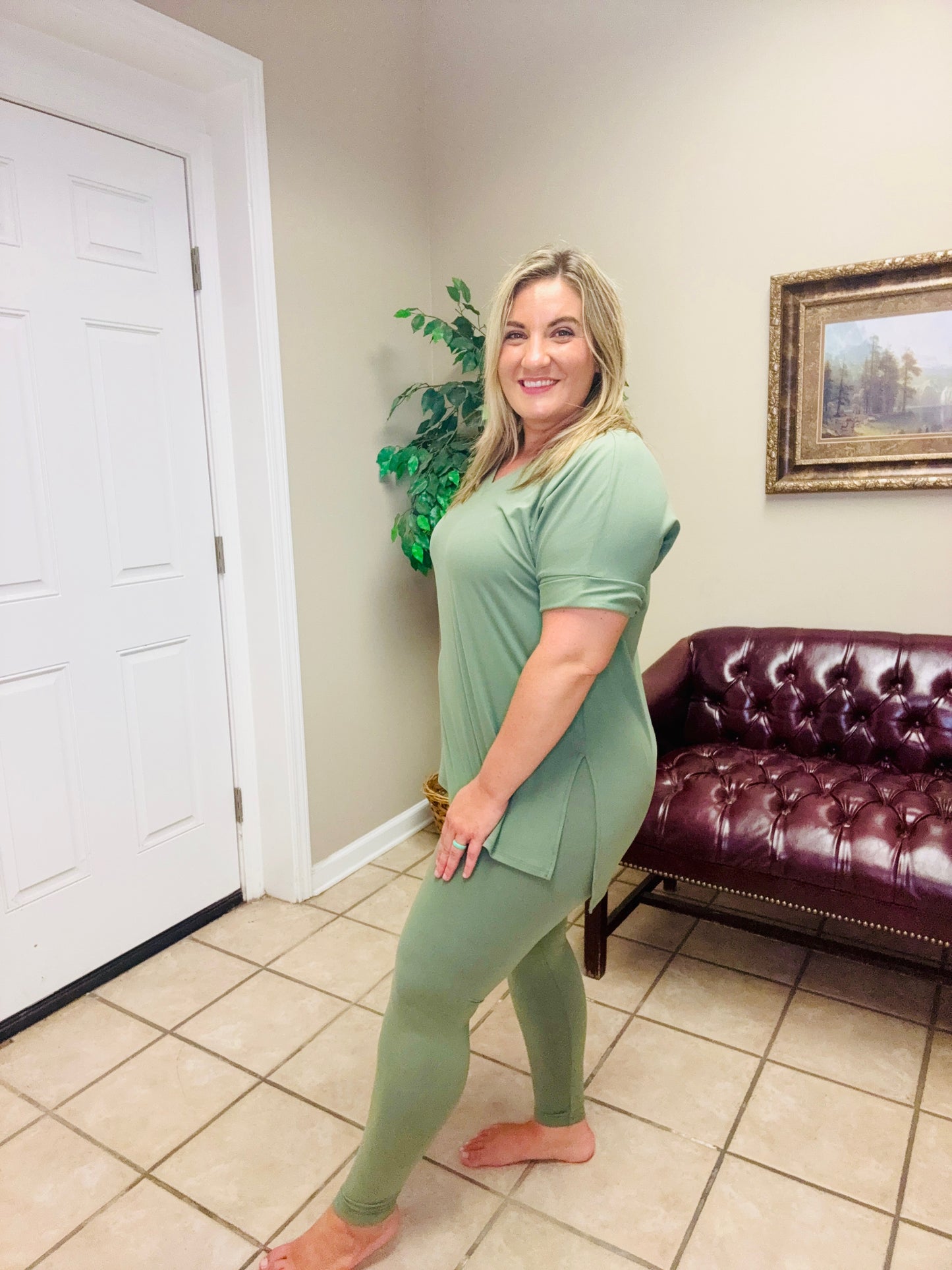 Black, Grey or Olive Microfiber Leggings set