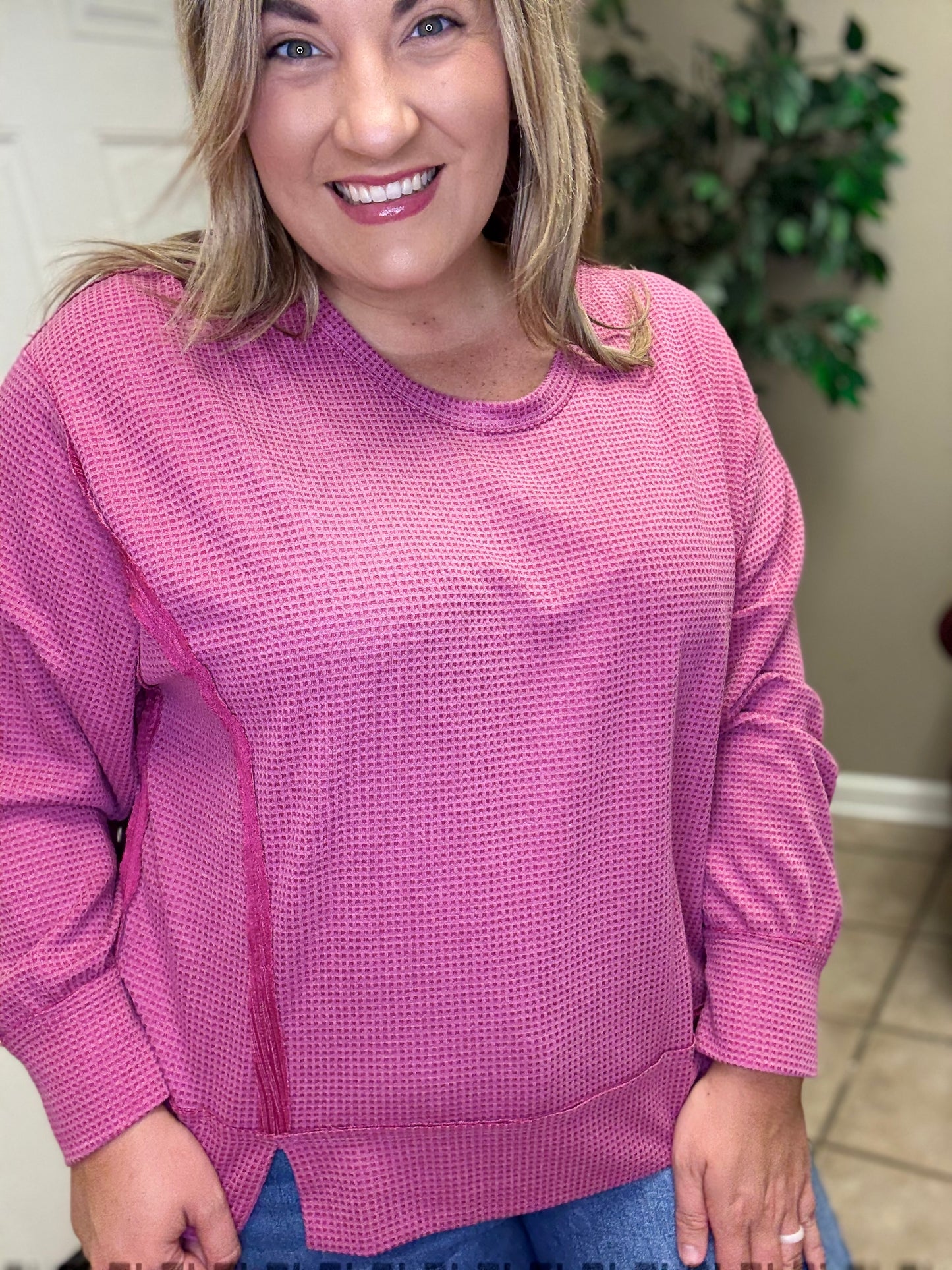 Two Tone Thermal Tunic in Berry by Andree by Unit