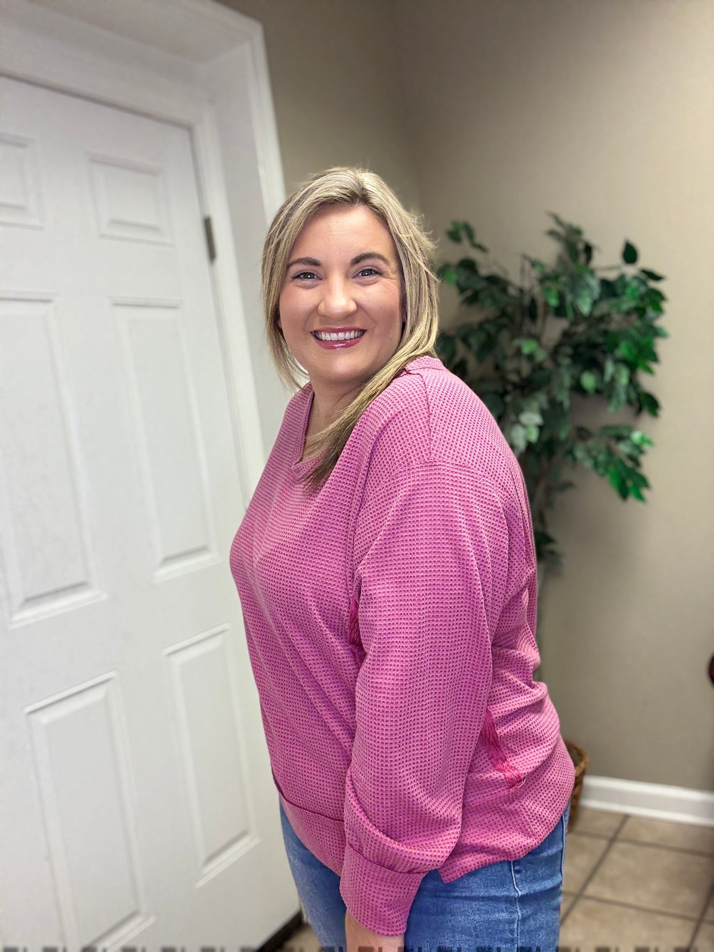 Two Tone Thermal Tunic in Berry by Andree by Unit
