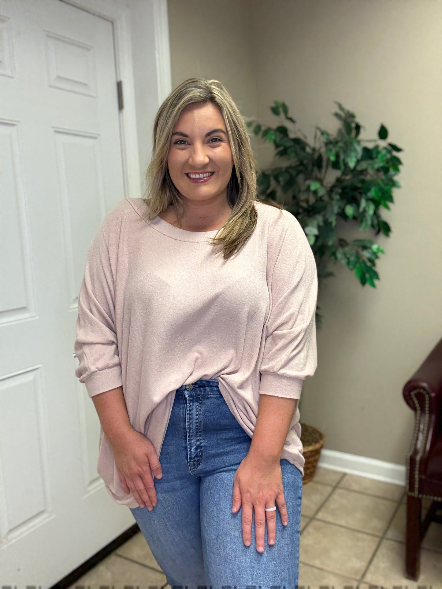 Poncho Top in Blush by Dear Scarlett