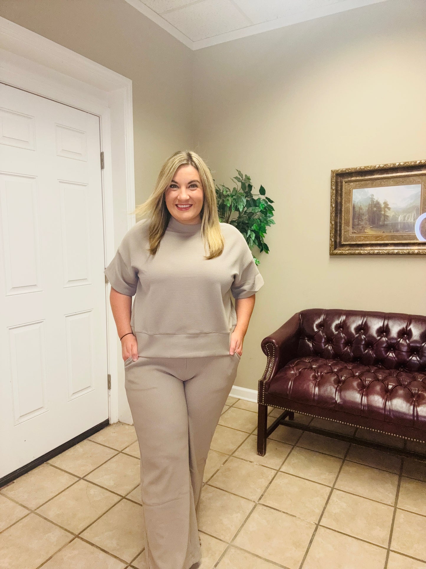 Ribbed Round Neck Top & Pants Set by Zenana