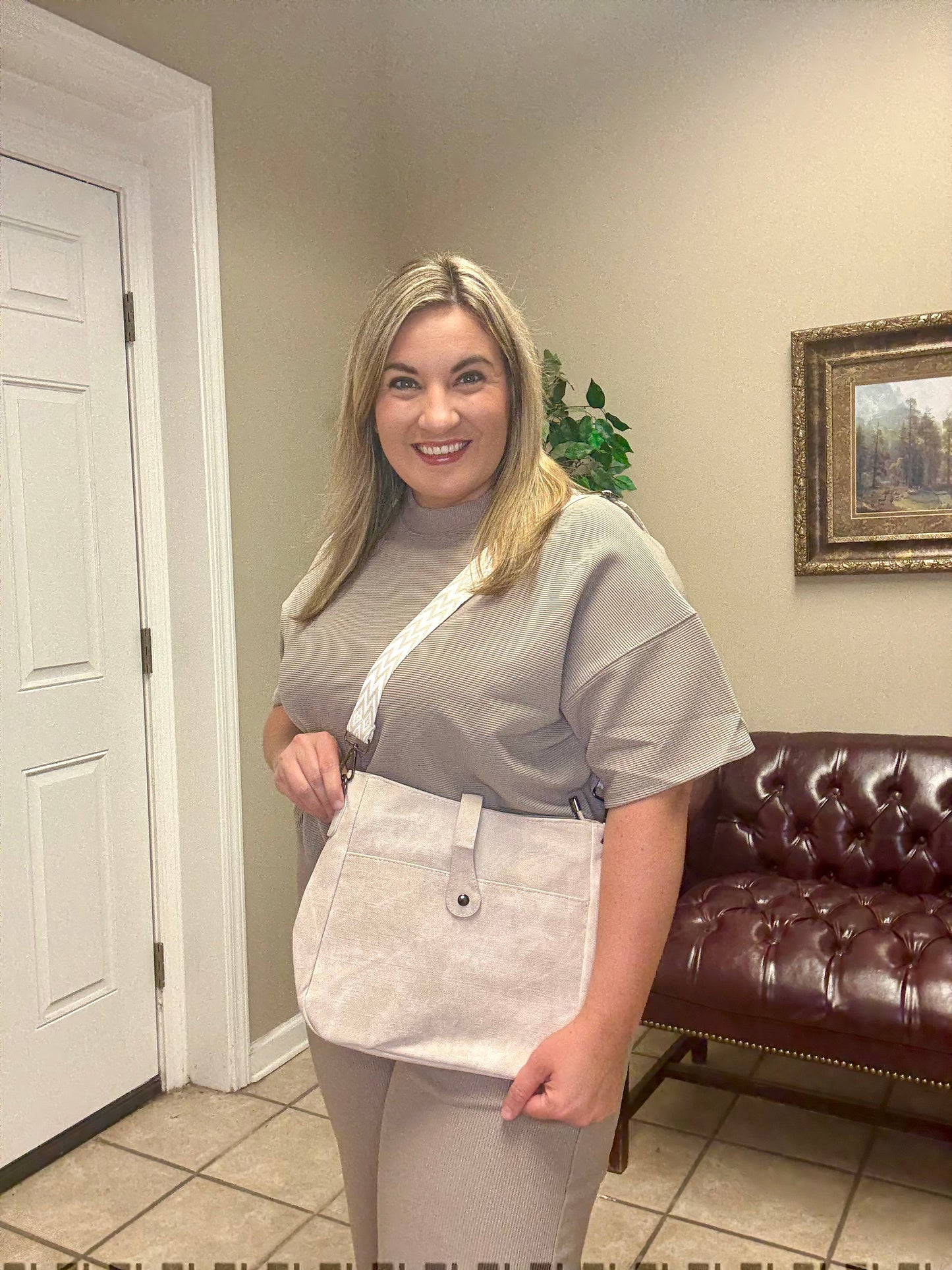 Distressed Faux Leather Crossbody Messenger Bag