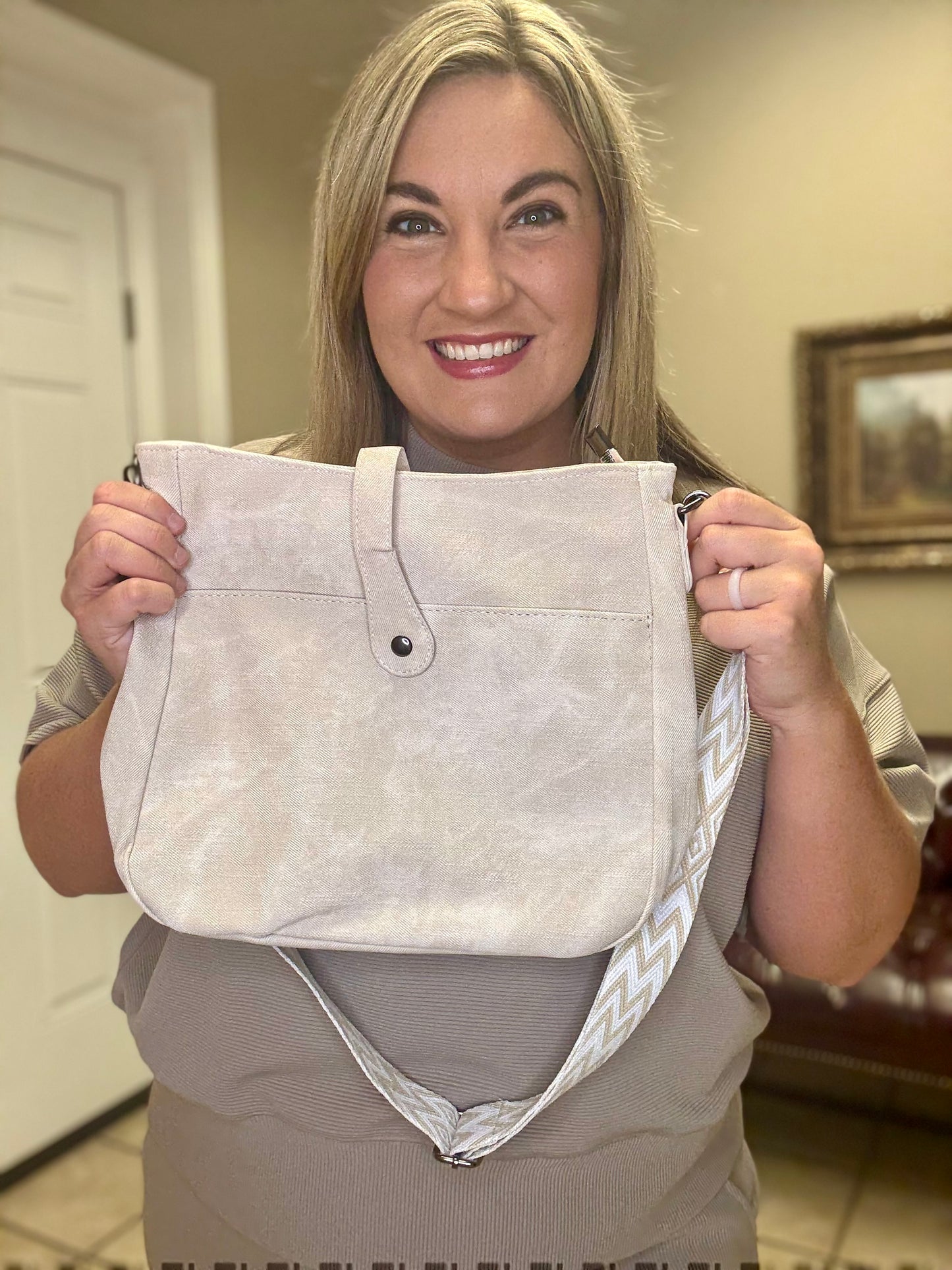 Distressed Faux Leather Crossbody Messenger Bag