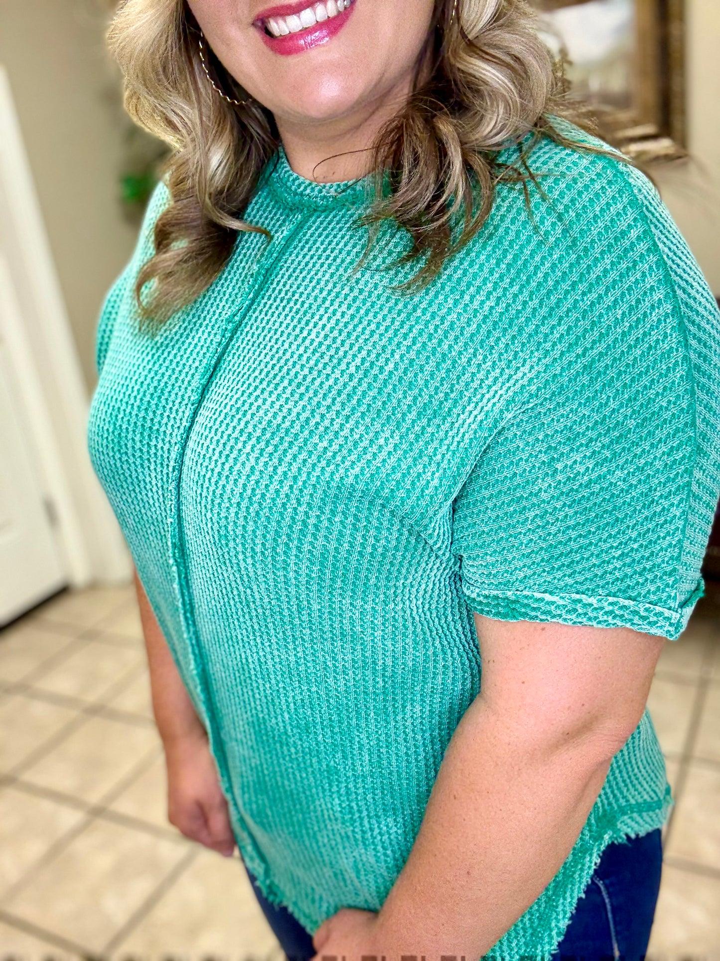 Baby Waffle Short Sleeve Top by Zenana
