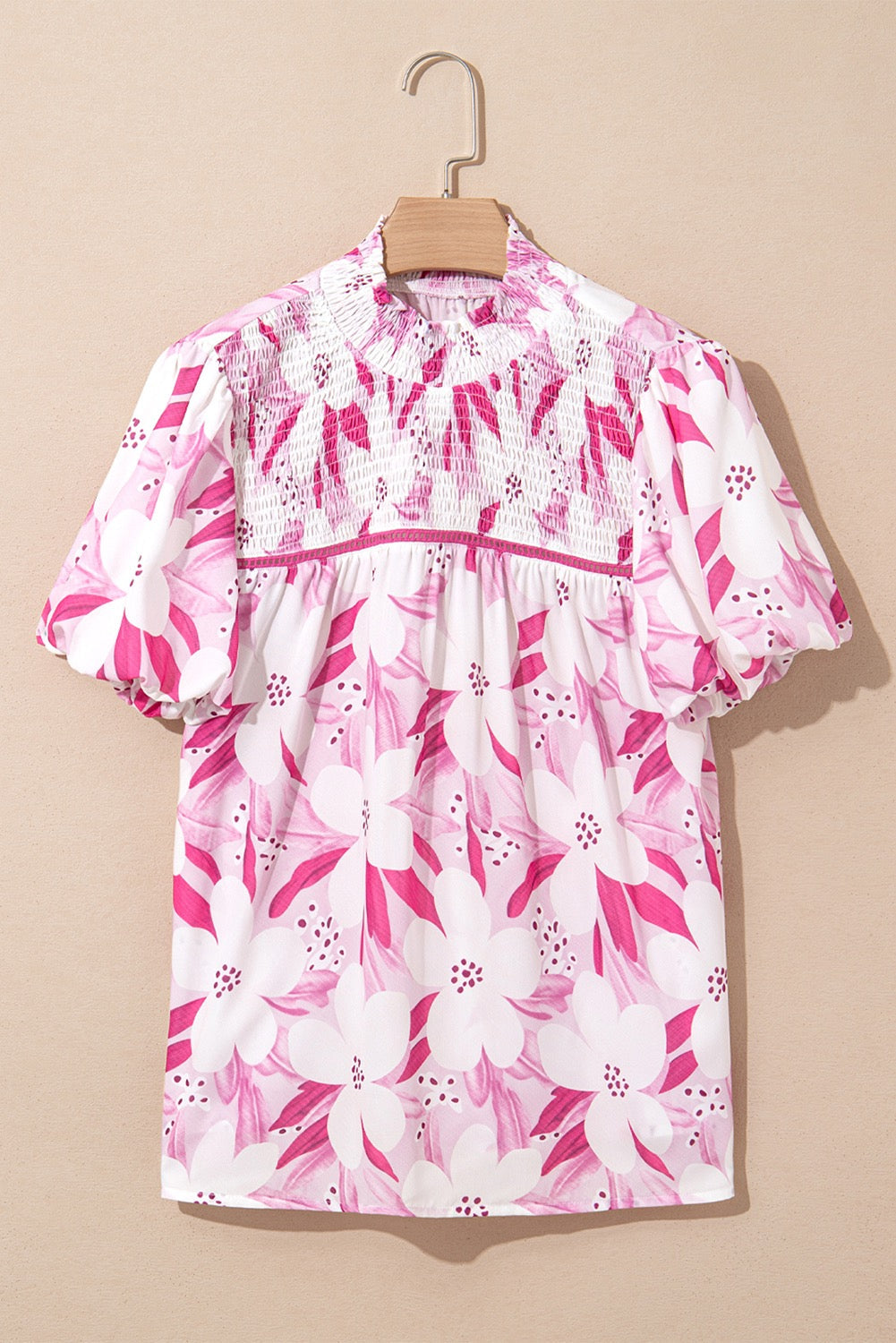 Pink Floral High Neck Blouse May.