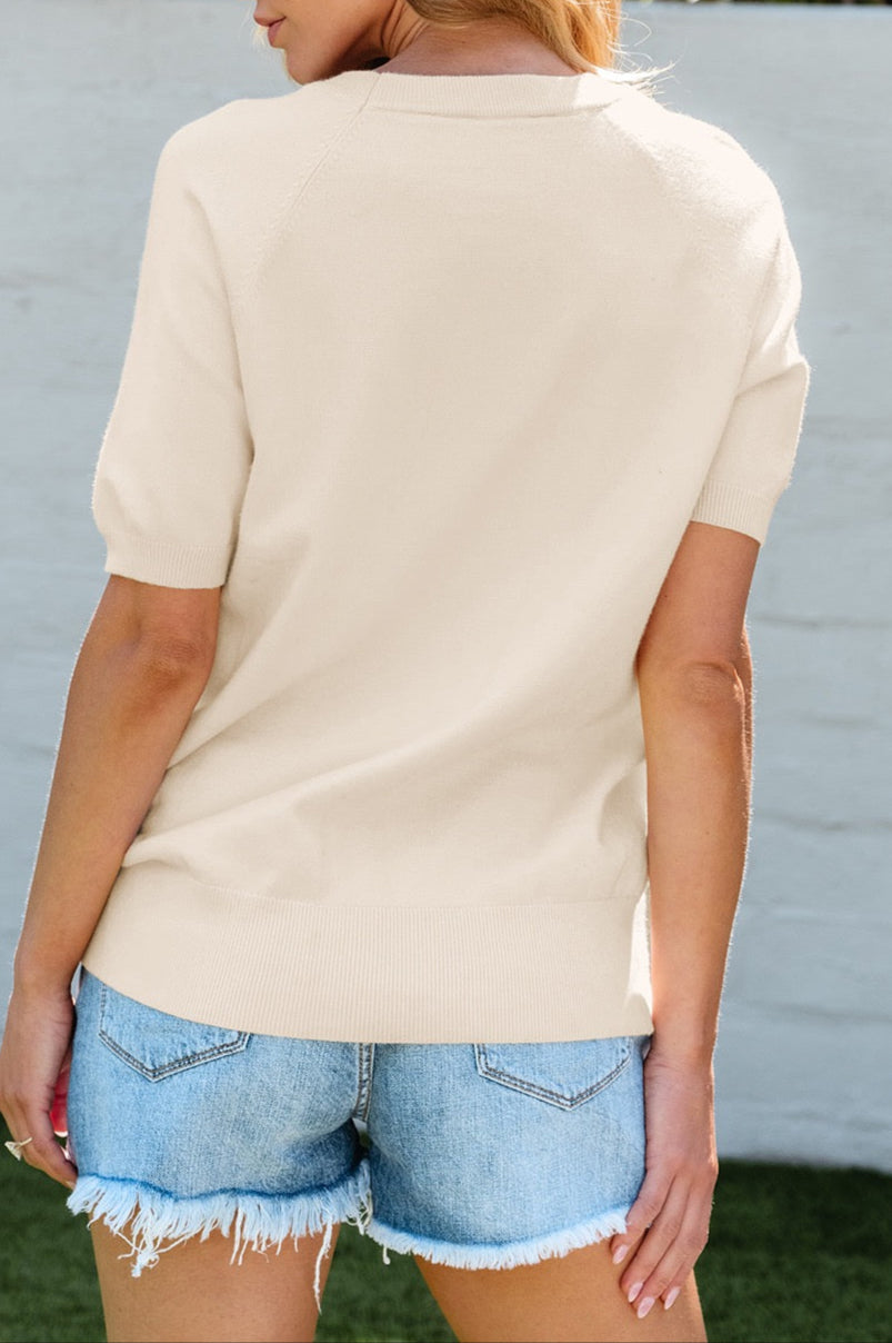 Beige Flower Knit Top May.