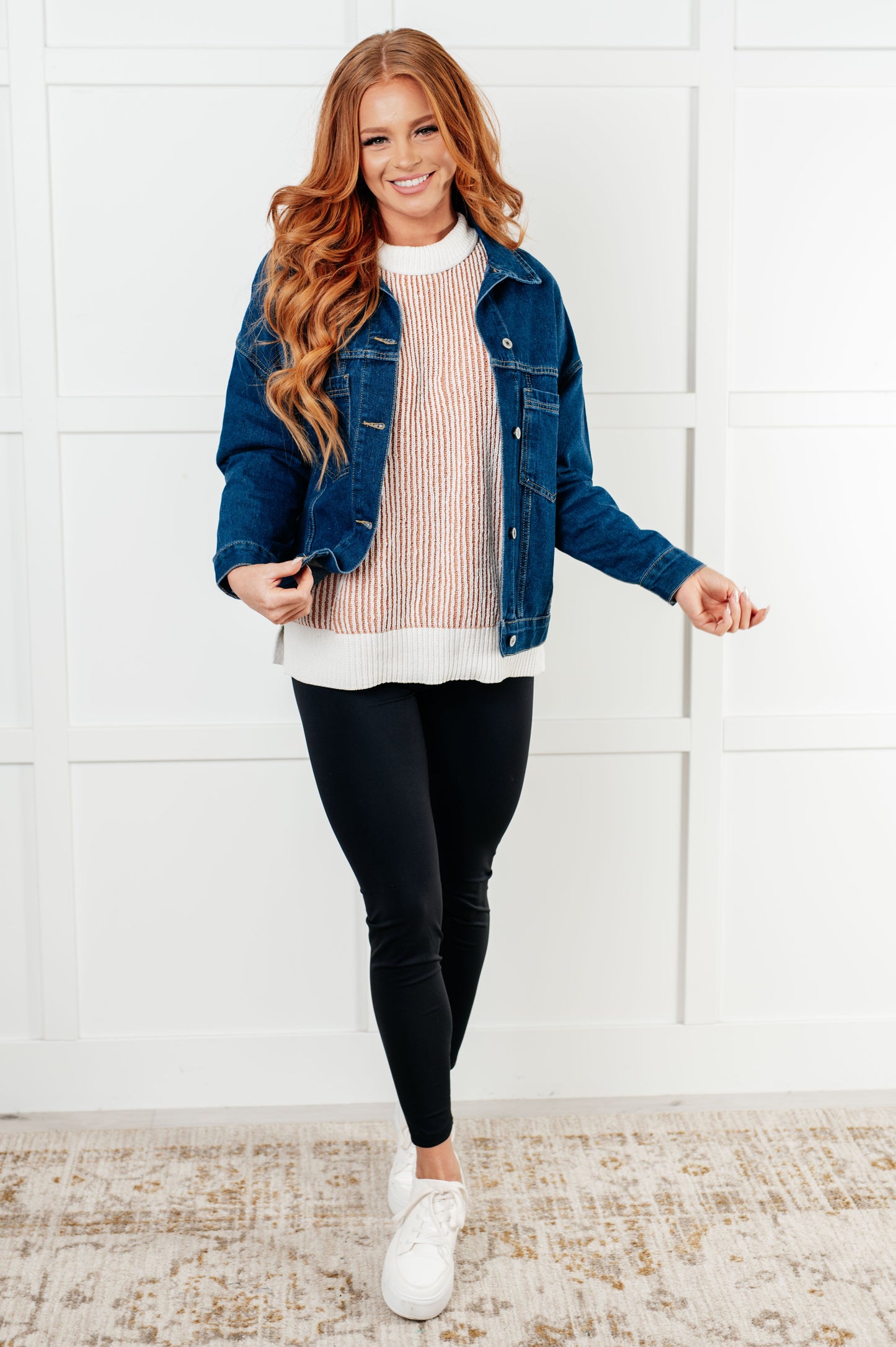 Denim Jacket
Collared Neckline
Full Front Button Closures
Functional Chest Patch Pockets
Sleeve Cuff Button Closure
Back Pleat Detail
75% Cotton, 25% Polyester
True to Size