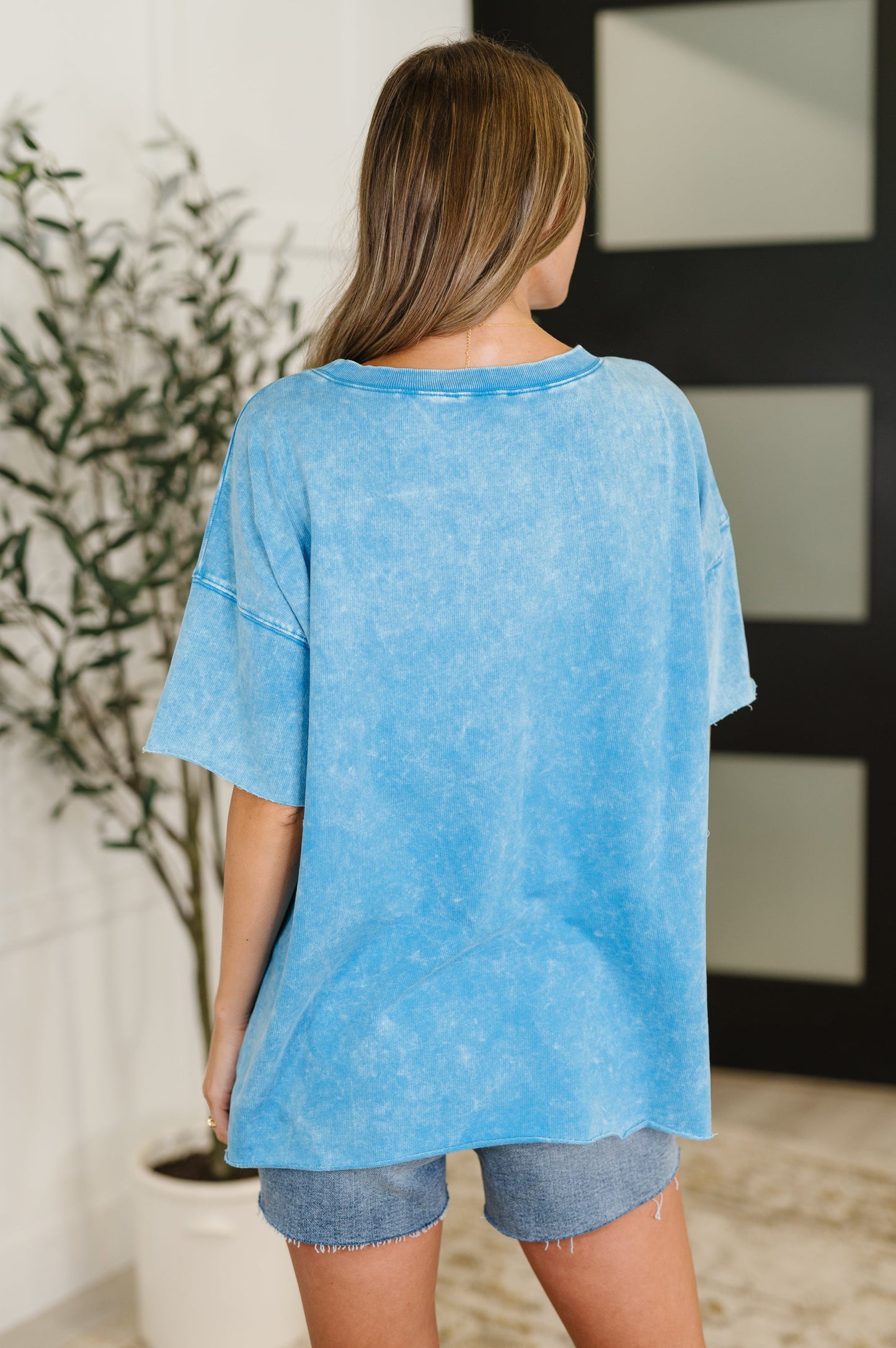 blue oversized French Terry, short sleeves shirt