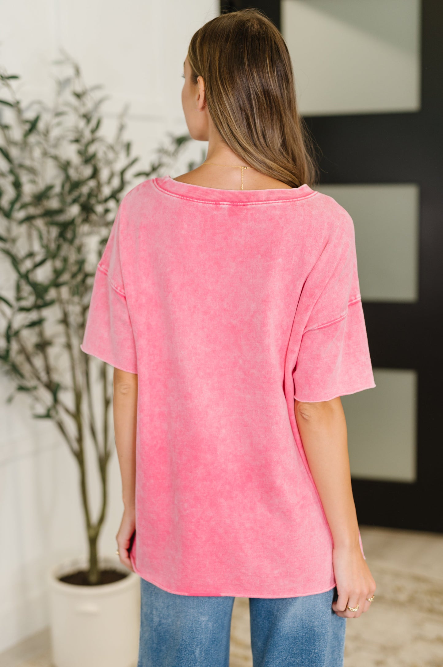 Fuchsia oversized French Terry shirt by Zenana